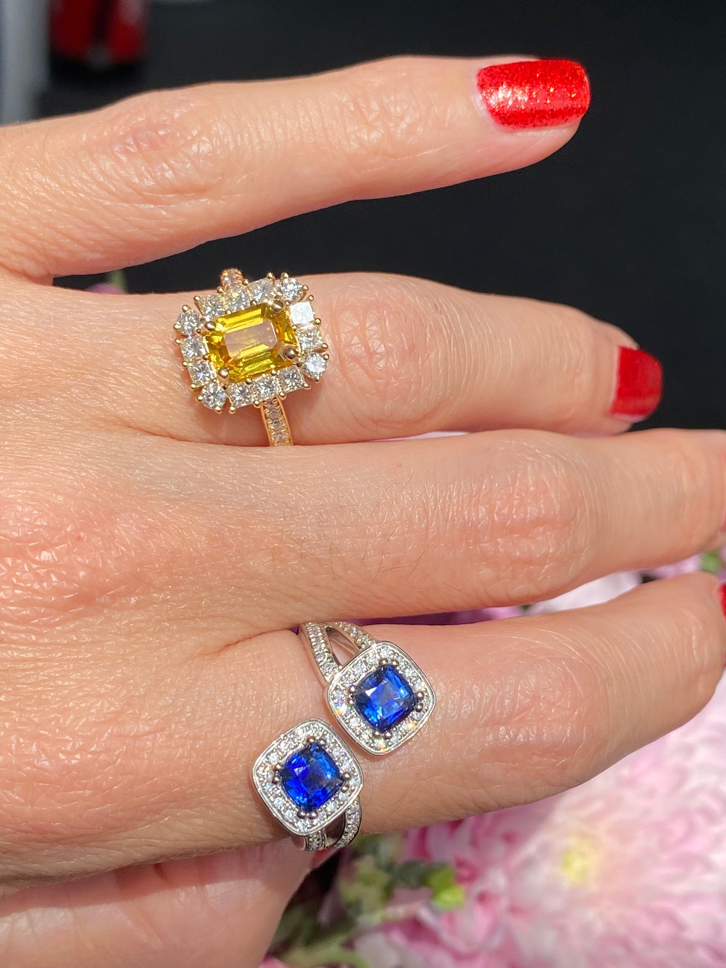 1.48ctw Ceylon Sapphire and 0.45ctw Natural Diamond Toi et Moi Ring in Platinum
