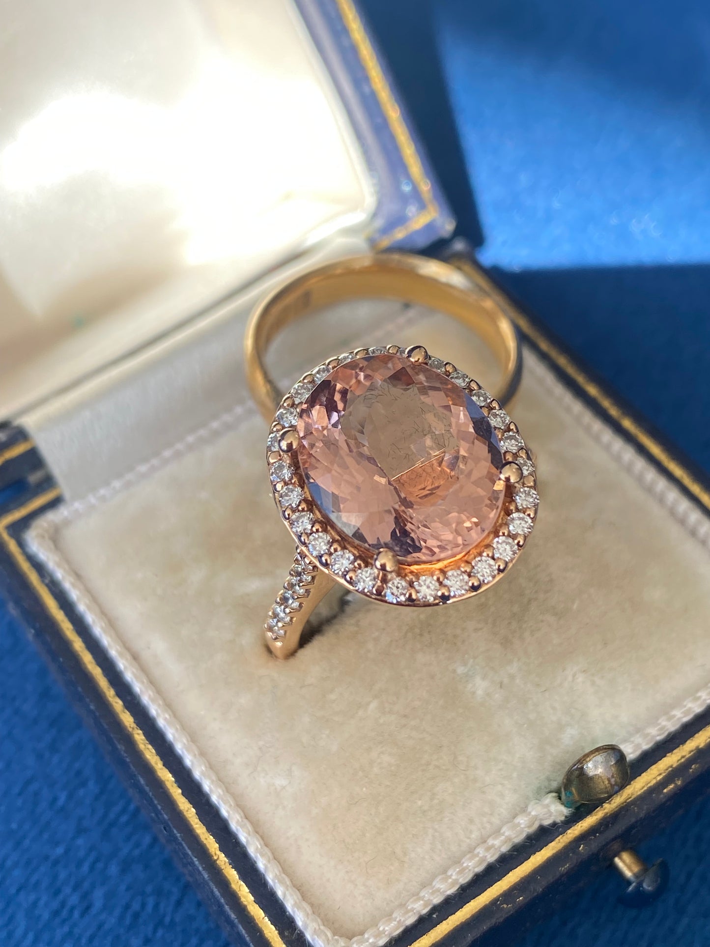 5.46 Carat Morganite and Natural Diamond Ring in 18ct Rose Gold