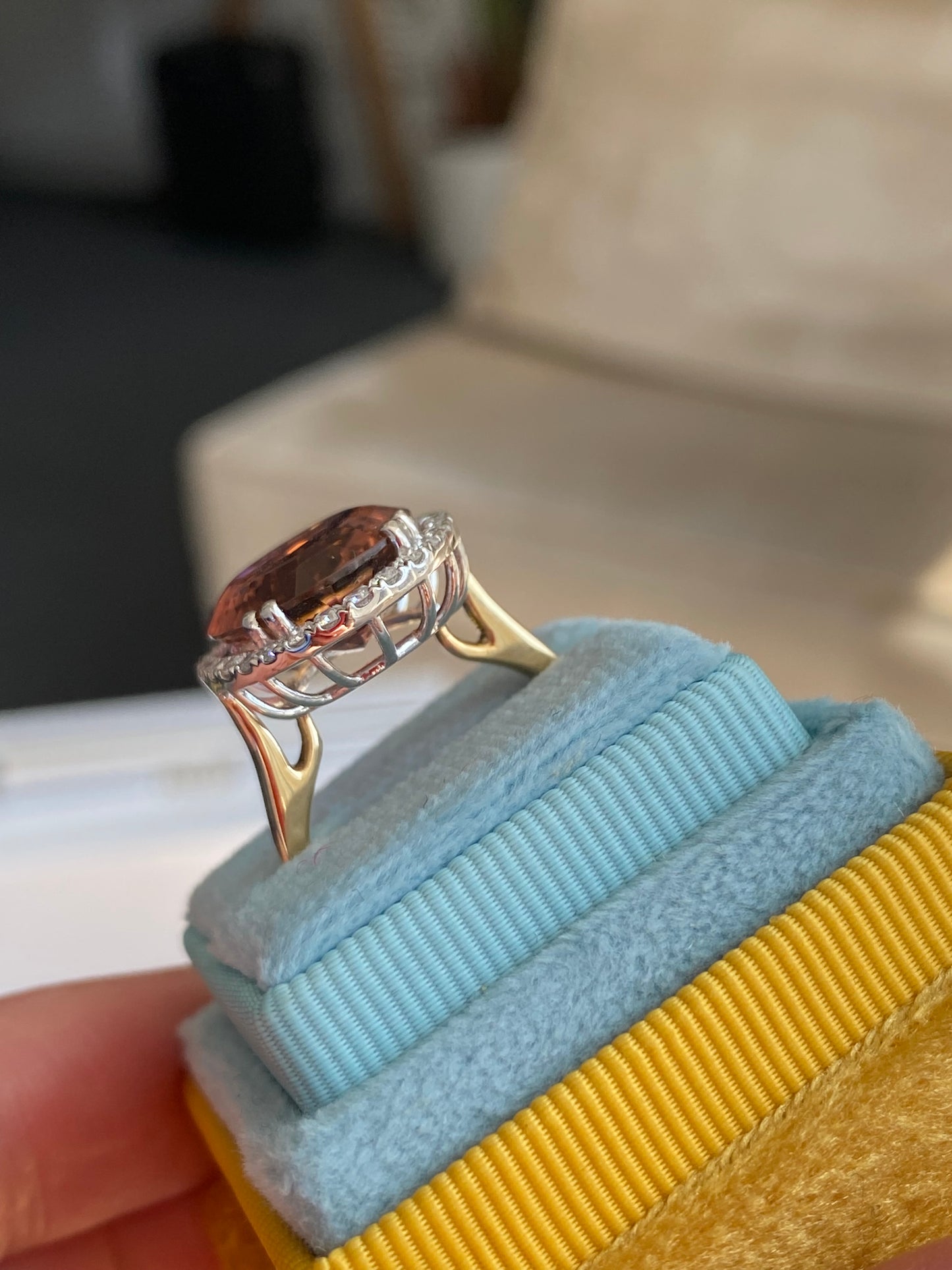 11.48 Carat Pink Tourmaline and Natural Diamond Ring in Platinum and 18ct Yellow Gold