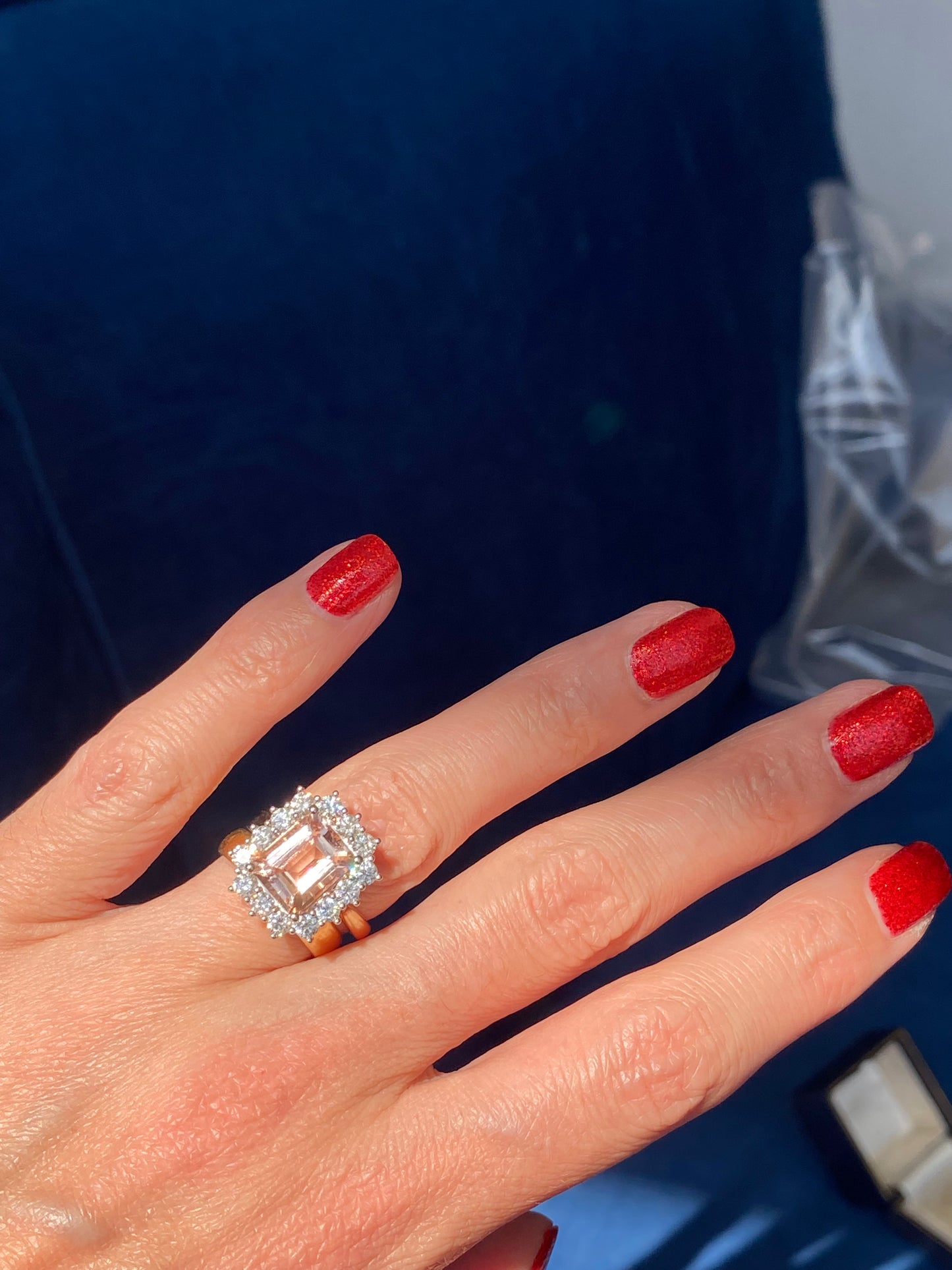 3.54 Carat Morganite and 1.19ctw Natural Diamond Ring in Platinum and 18ct Yellow Gold