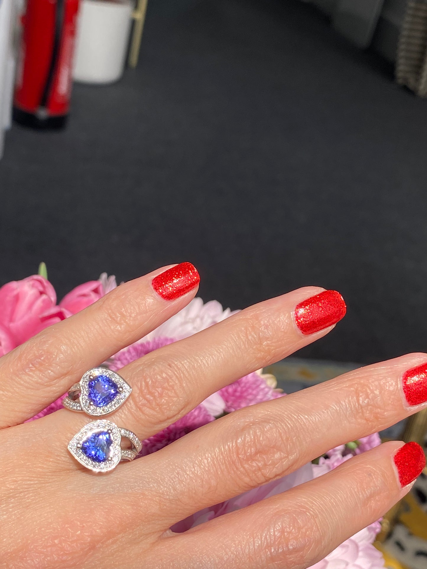 3.24ctw Heart Cut Tanzanite and Natural Diamond Ring in Platinum