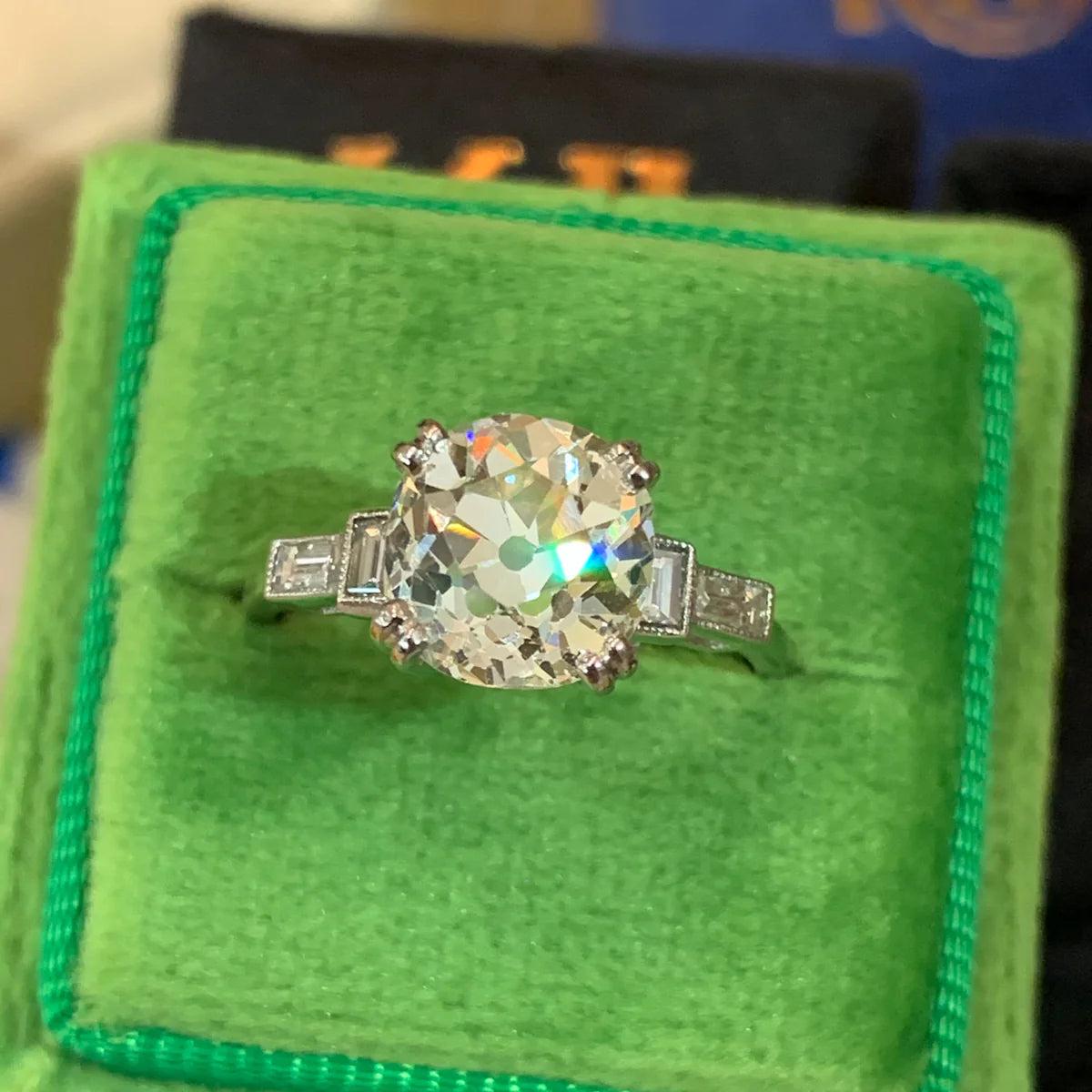 Heritage 3.25 CTW + Old Cut Lab Grown Diamond Engagement Ring, at Least F Colour / VS Clarity