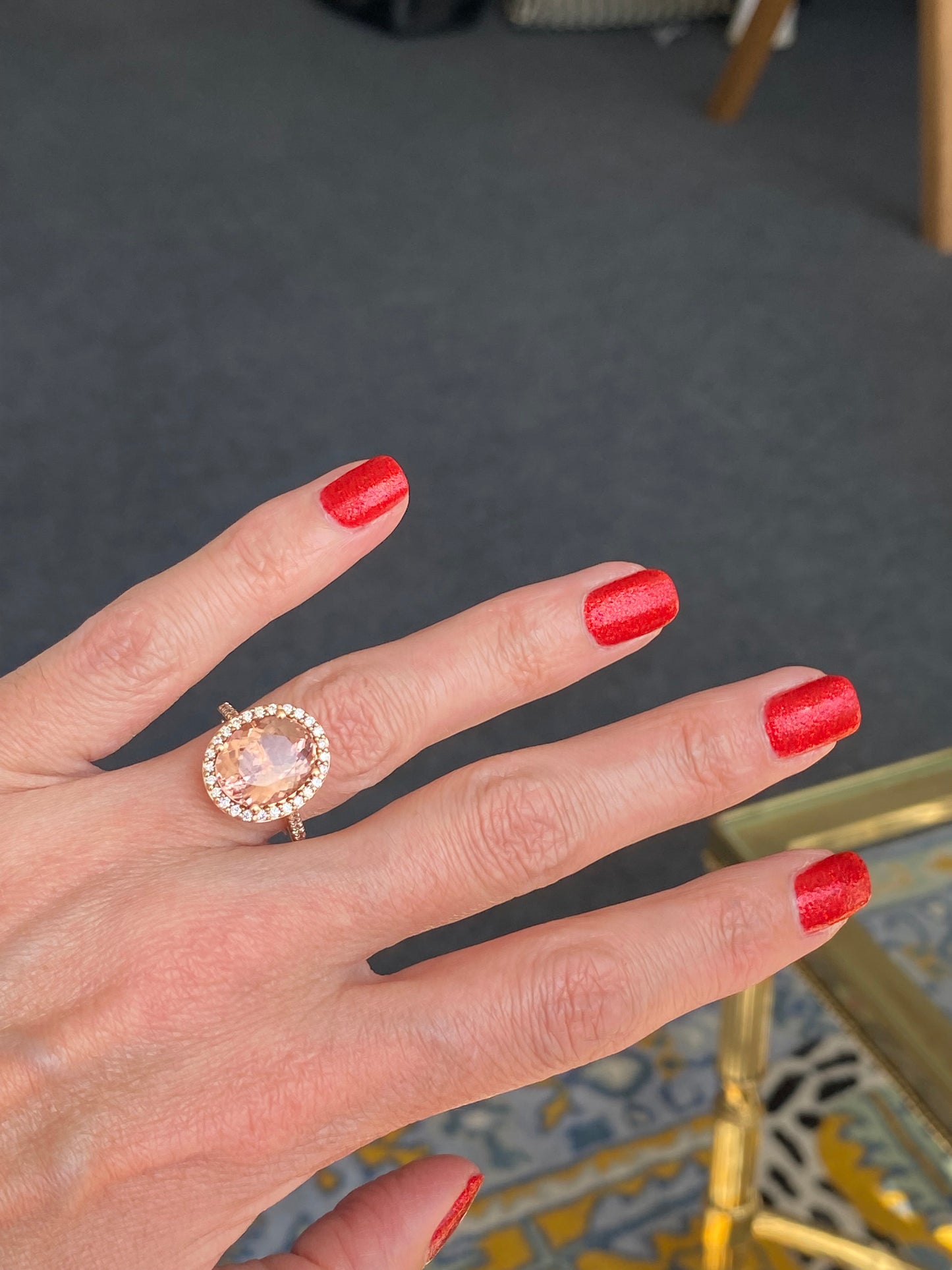 5.46 Carat Morganite and Natural Diamond Ring in 18ct Rose Gold