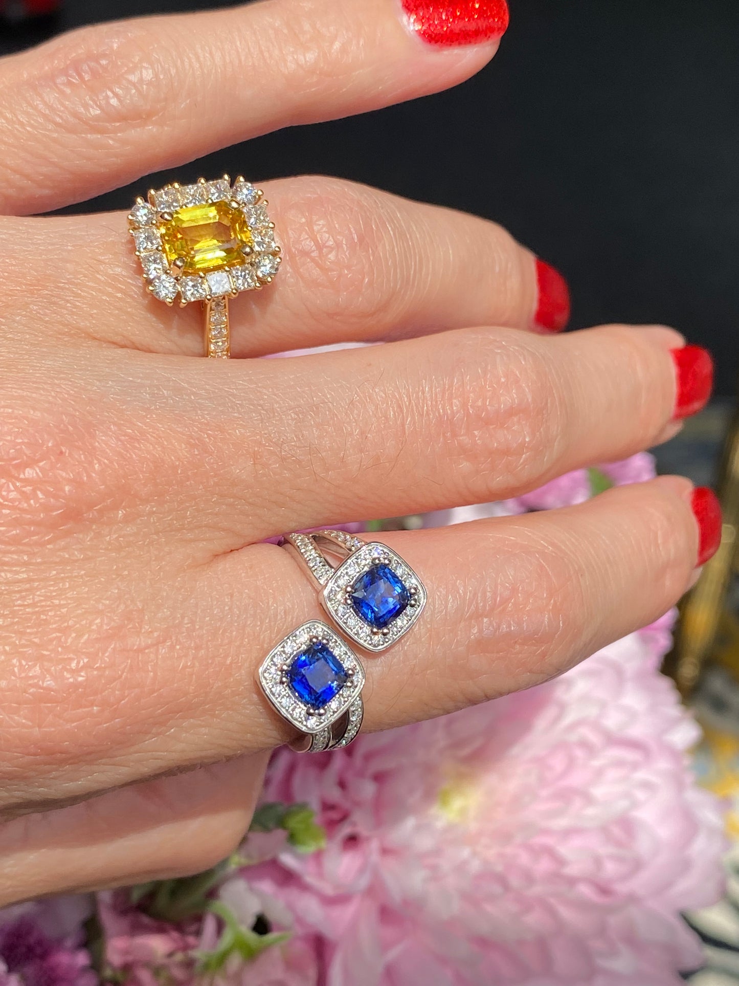 1.48ctw Ceylon Sapphire and 0.45ctw Natural Diamond Toi et Moi Ring in Platinum