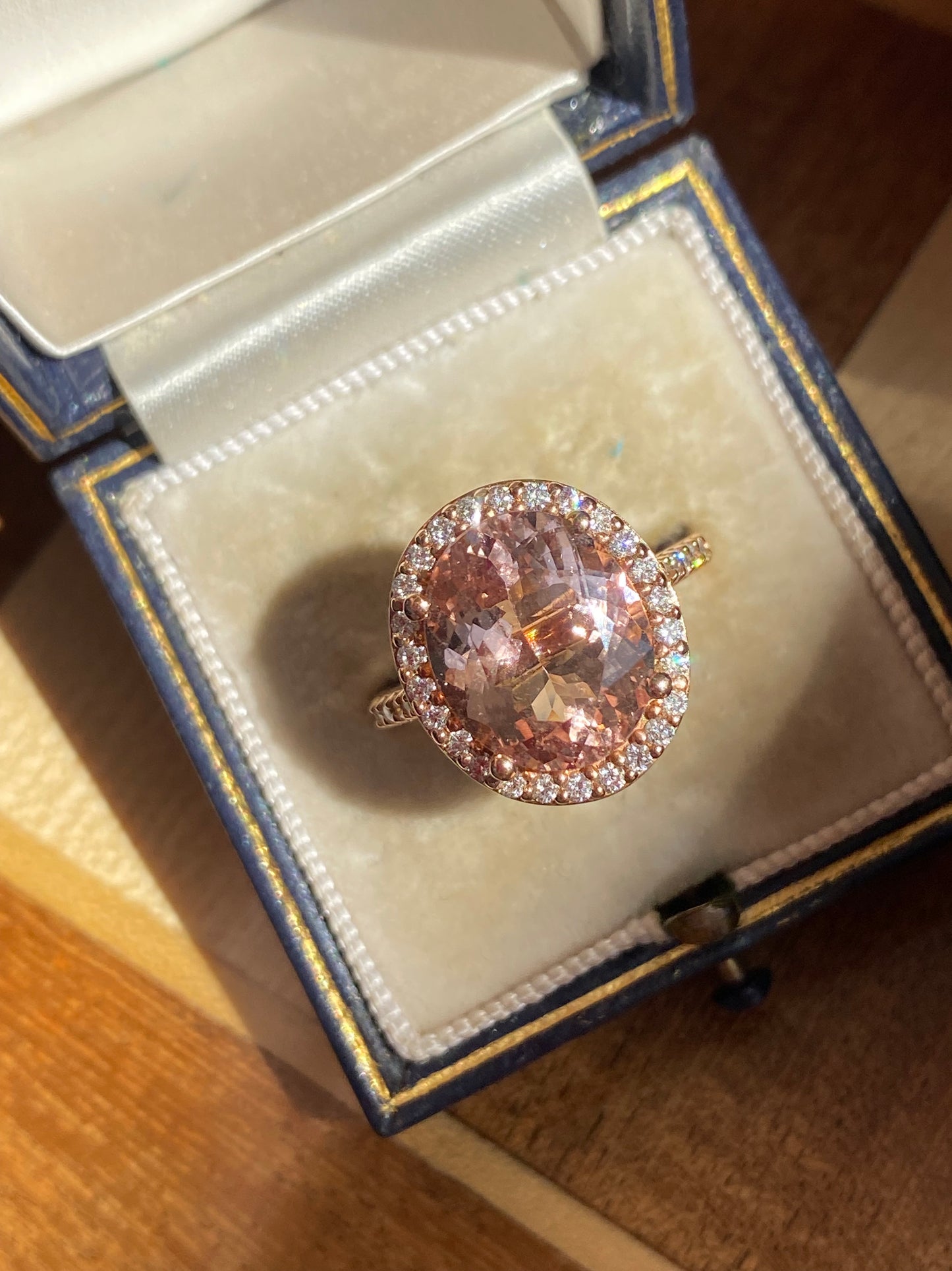 5.46 Carat Morganite and Natural Diamond Ring in 18ct Rose Gold