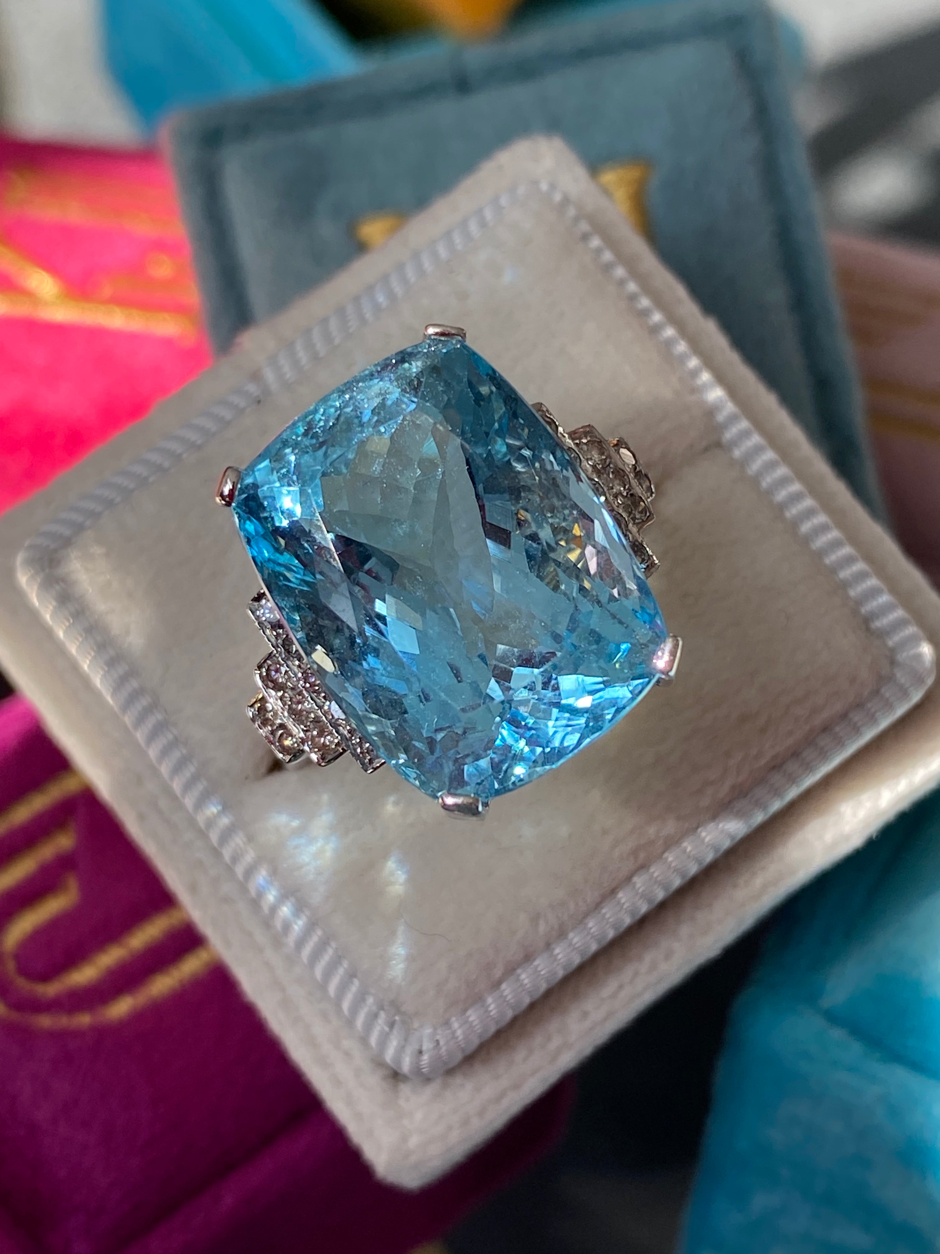 Carat Aquamarine and Diamond Ring in 18ct White Gold