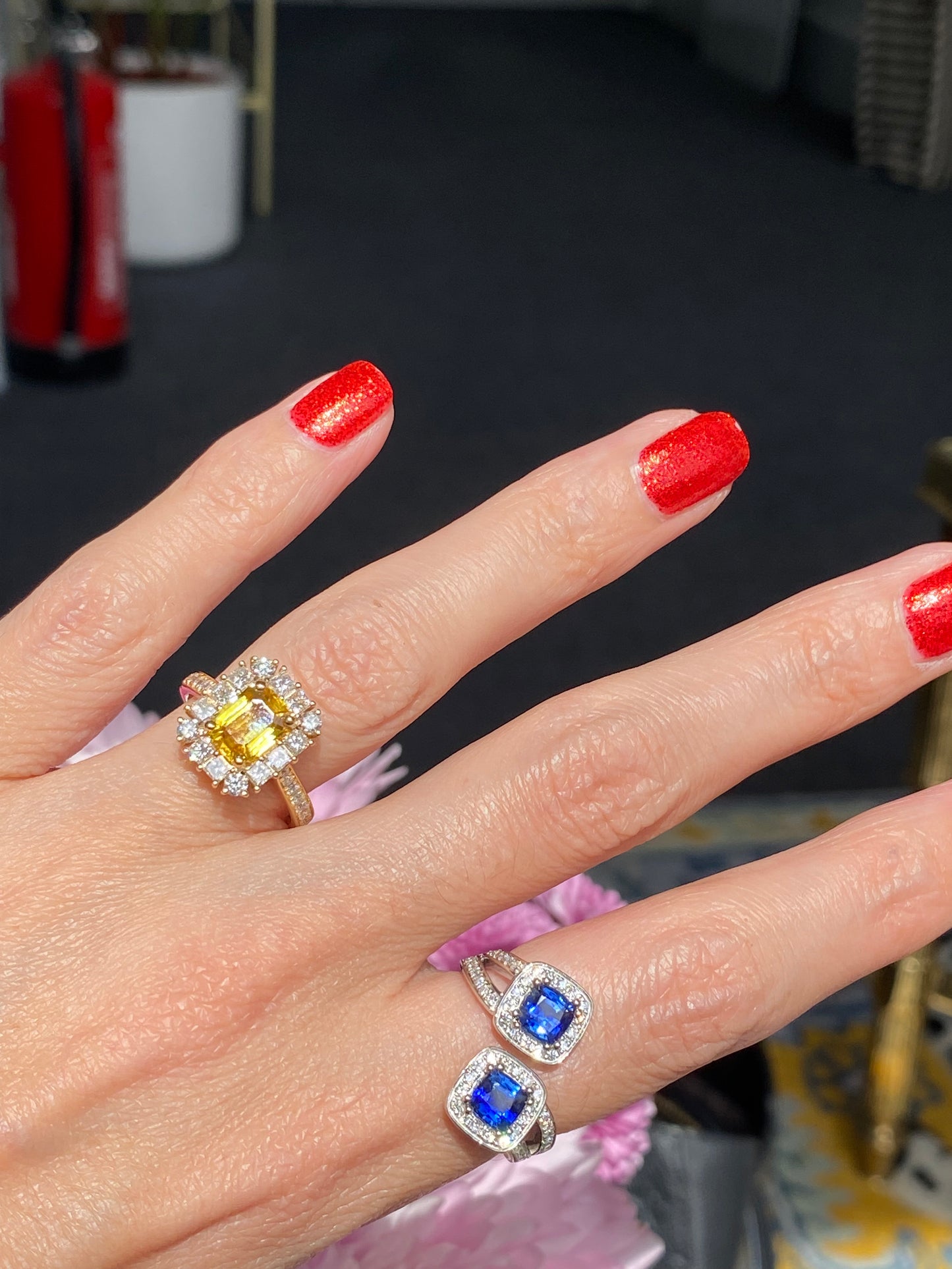 1.48ctw Ceylon Sapphire and 0.45ctw Natural Diamond Toi et Moi Ring in Platinum