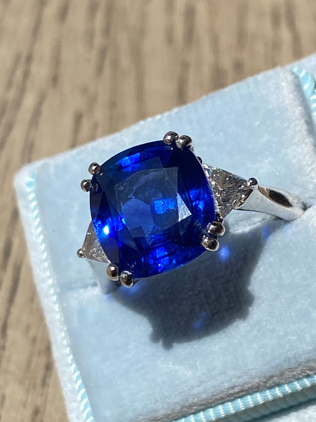 Carat GIA Certified Blue Ceylon Sapphire and Natural Diamond