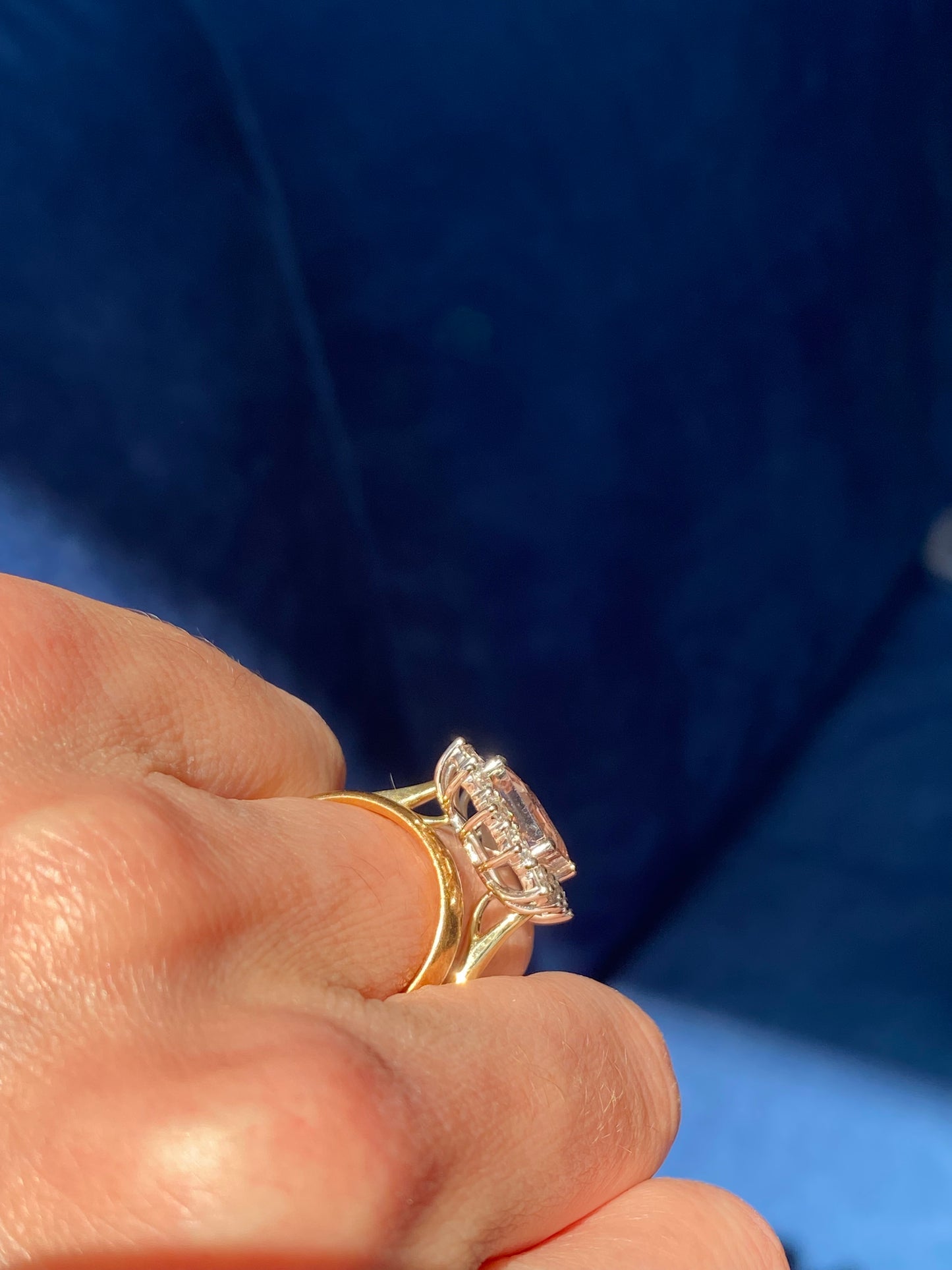 3.54 Carat Morganite and 1.19ctw Natural Diamond Ring in Platinum and 18ct Yellow Gold