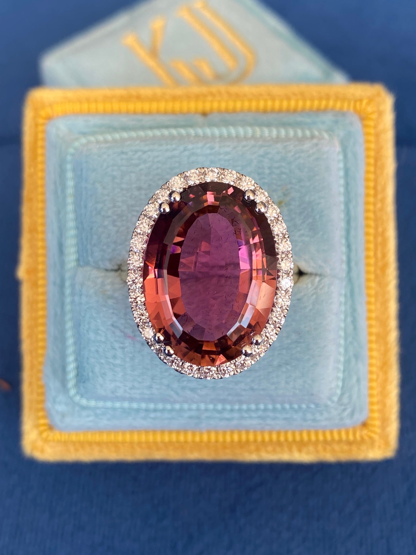 11.48 Carat Pink Tourmaline and Natural Diamond Ring in Platinum and 18ct Yellow Gold