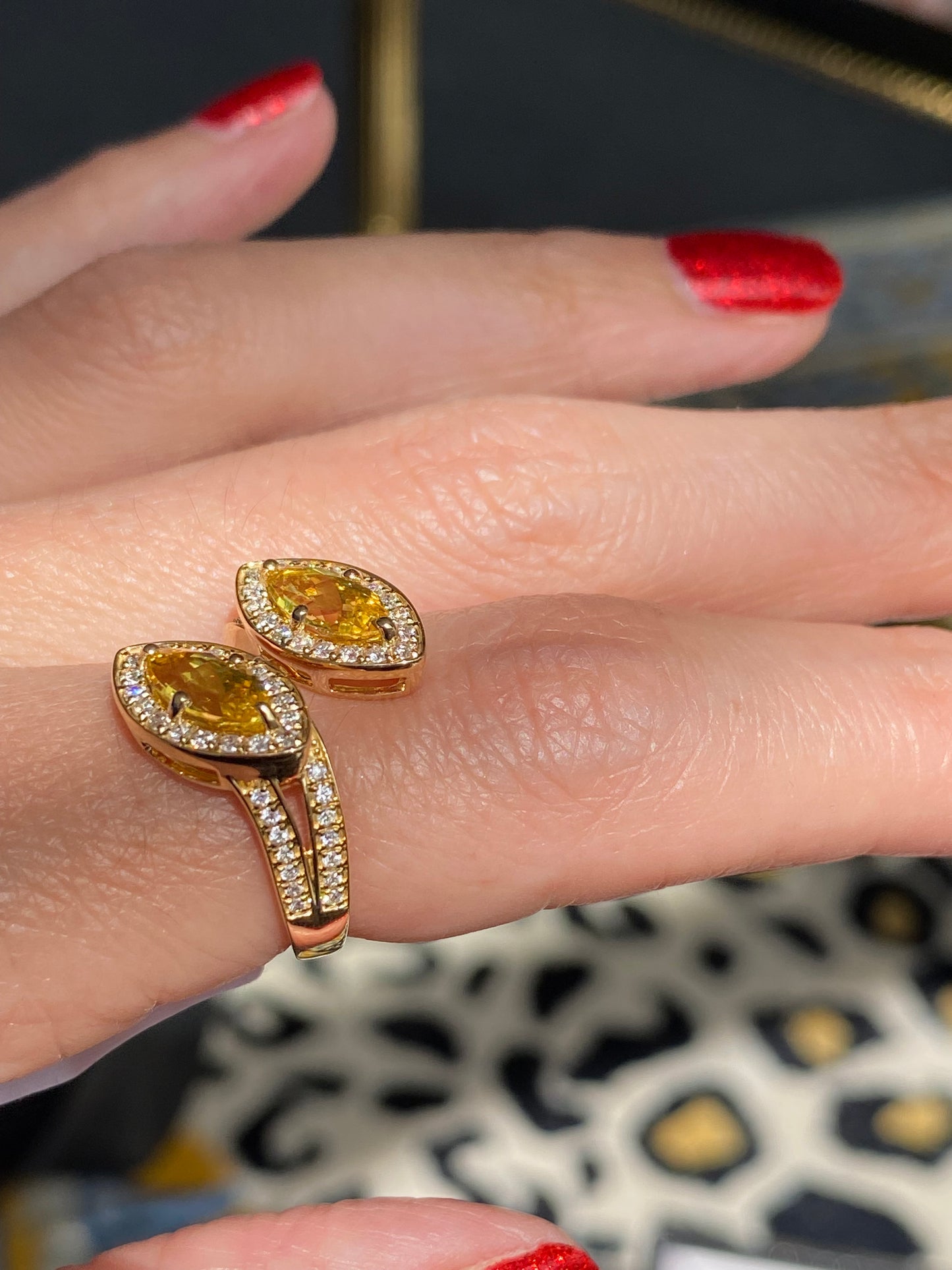 2.20ctw Yellow Ceylon Sapphire and 0.49ctw Natural Diamond Toi et Moi Ring in Platinum and 18ct Yellow Gold