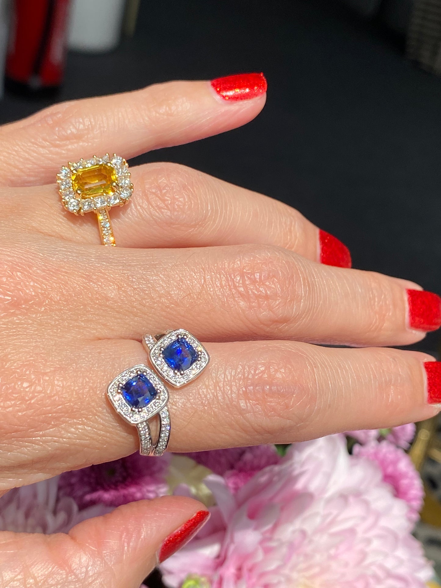 1.48ctw Ceylon Sapphire and 0.45ctw Natural Diamond Toi et Moi Ring in Platinum