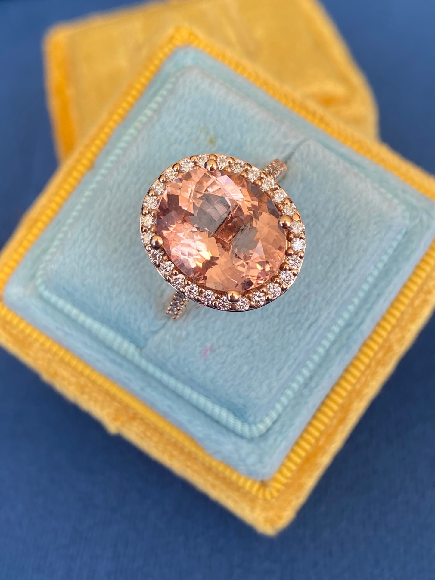 5.46 Carat Morganite and Natural Diamond Ring in 18ct Rose Gold
