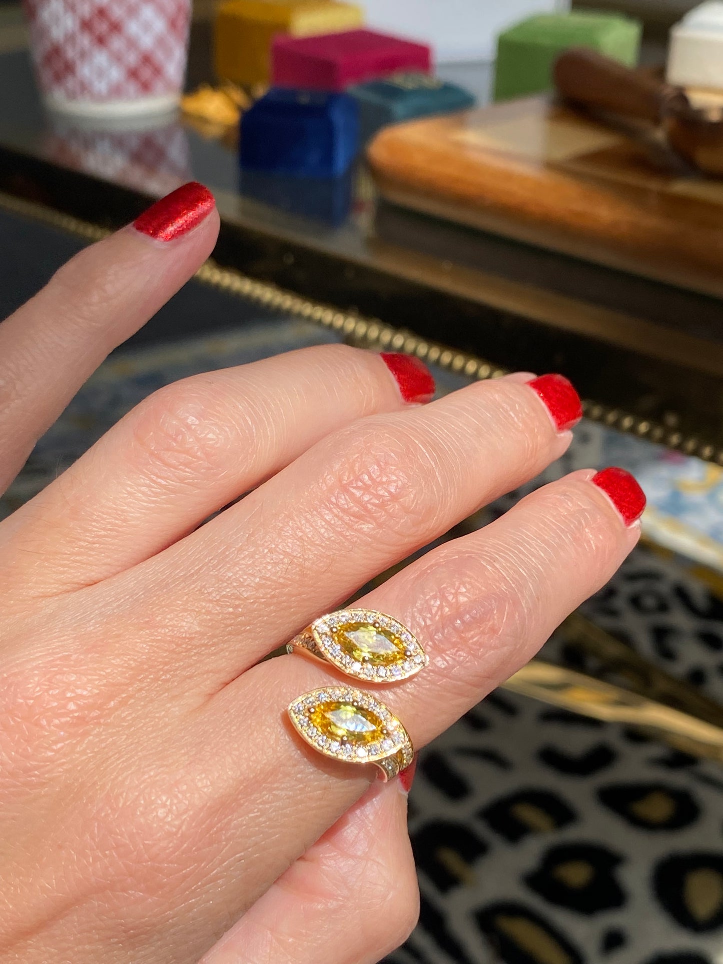 2.20ctw Yellow Ceylon Sapphire and 0.49ctw Natural Diamond Toi et Moi Ring in Platinum and 18ct Yellow Gold
