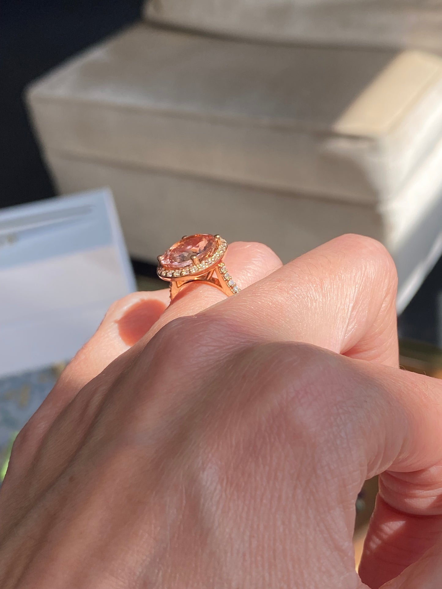 5.46 Carat Morganite and Natural Diamond Ring in 18ct Rose Gold