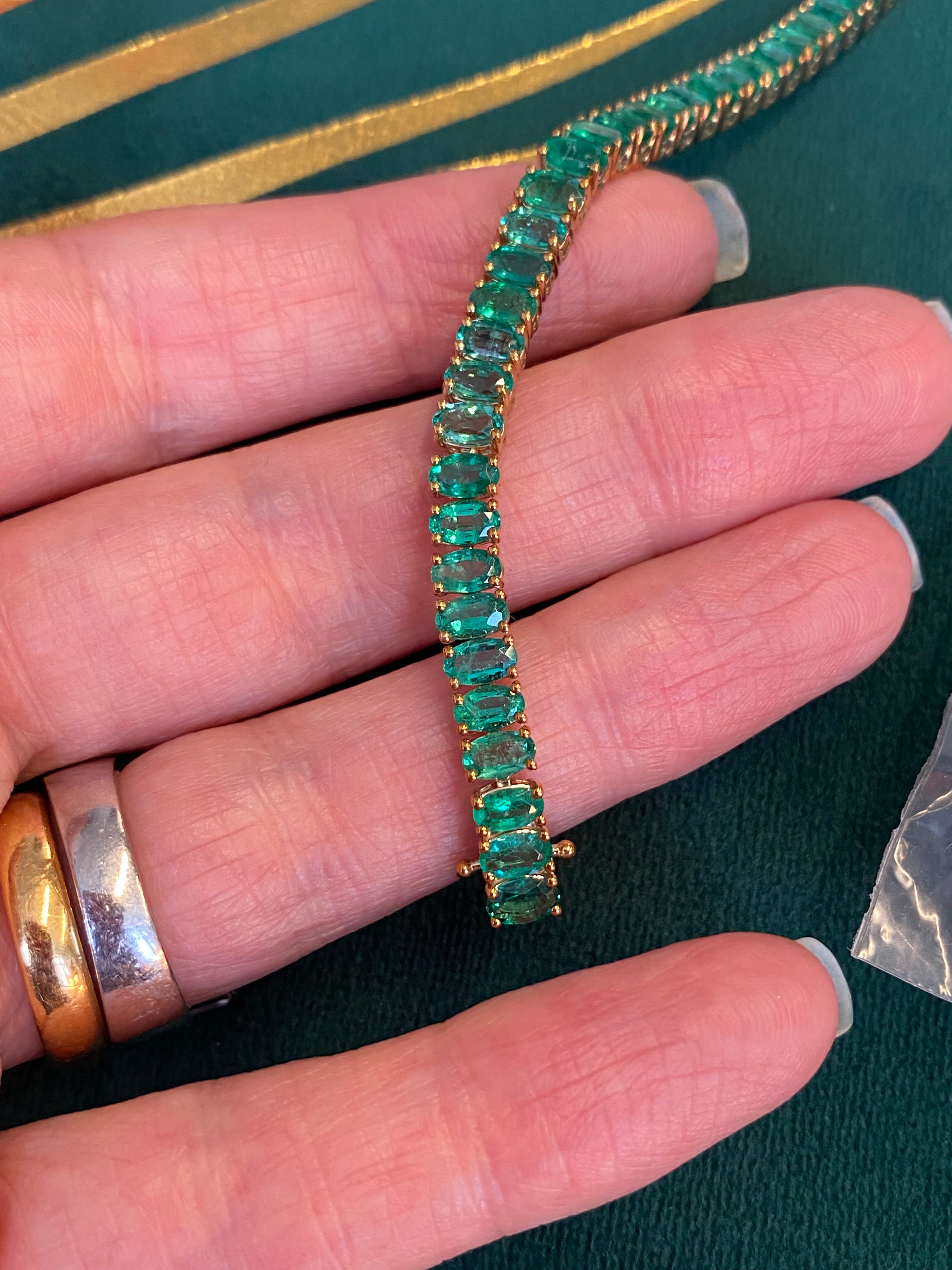 12.27 CTW Emerald Line Tennis Bracelet in 9ct Yellow Gold