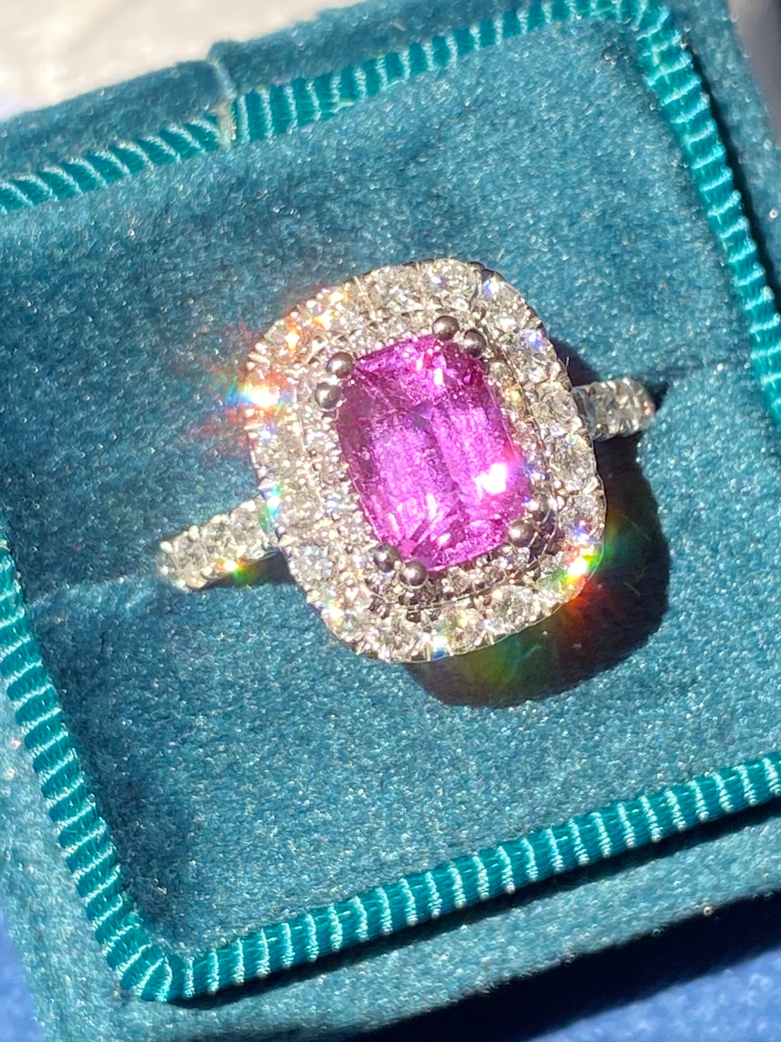 1.95 Carat Purple Sapphire and 0.97ctw Natural Diamond Halo Ring in Platinum