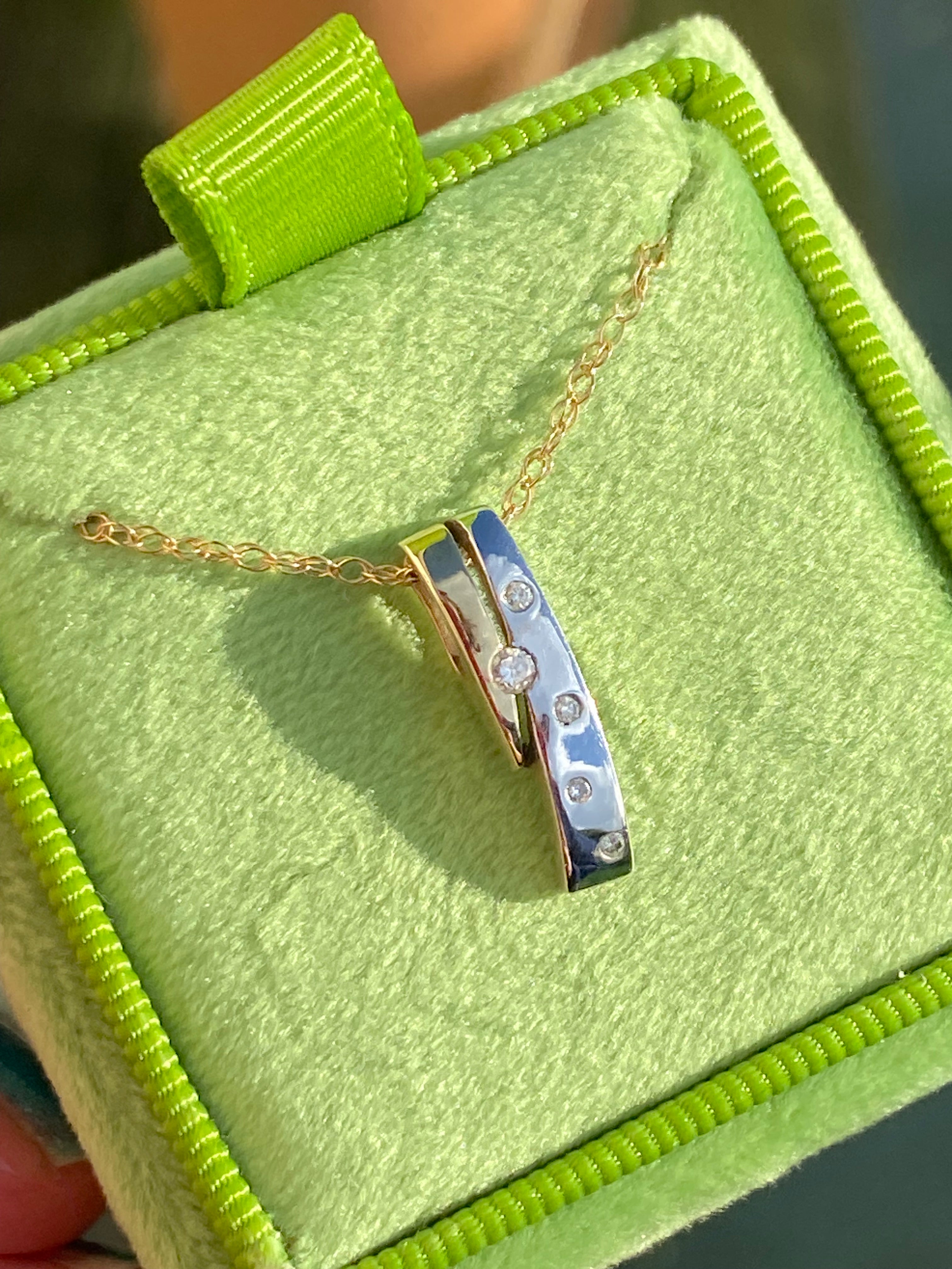 Vintage Diamond Pendant Necklace in 9ct Yellow and White  Gold