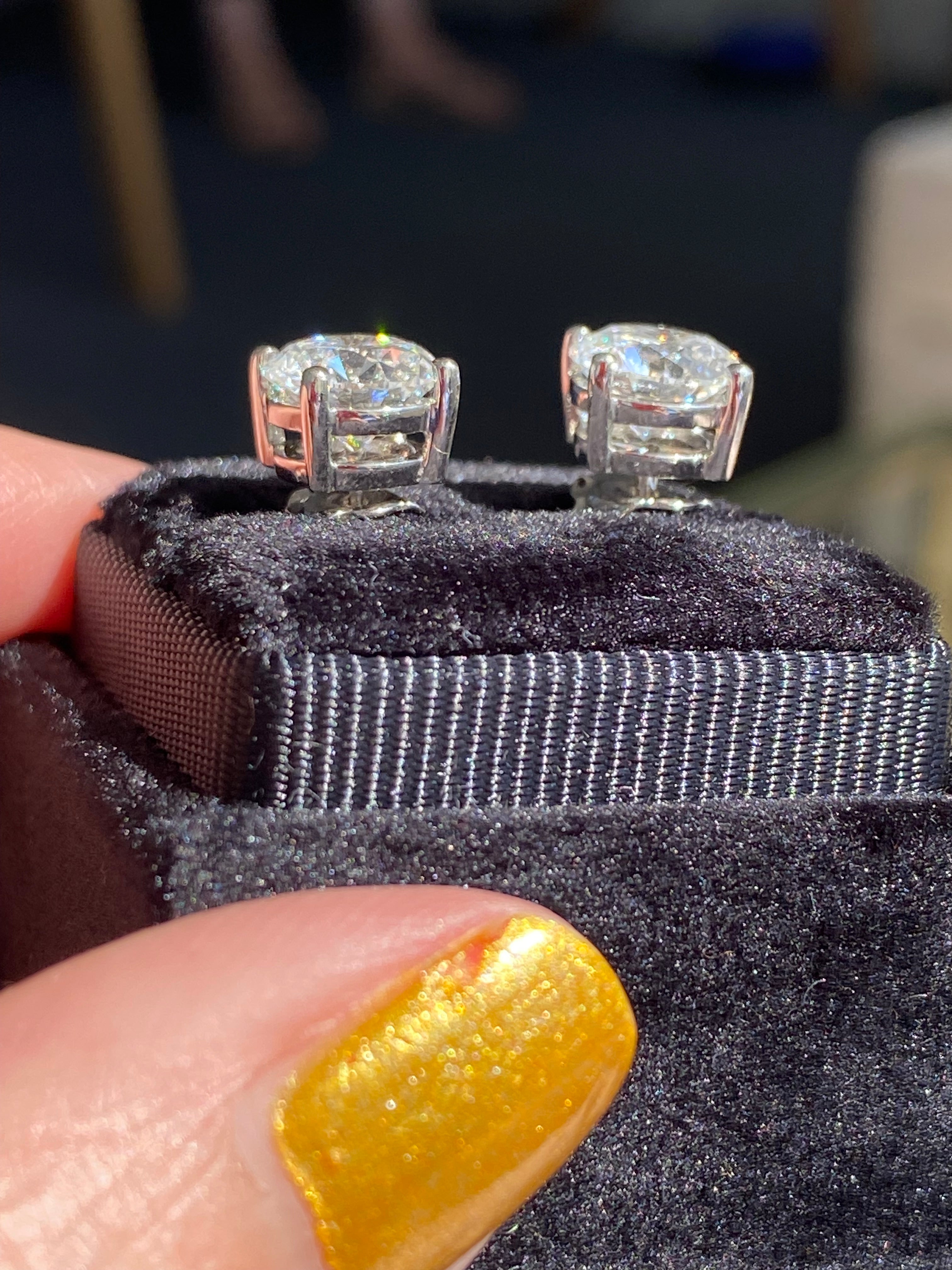 4.00 CTW + Lab Grown Diamond Solitaire Stud Earrings, at Least F Colour / VVS Clarity