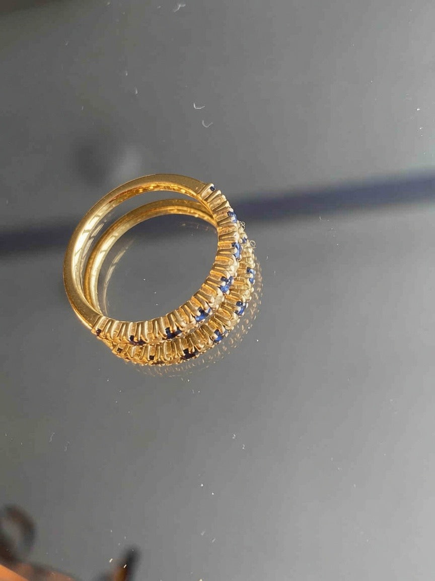 0.47ctw Natural Sapphire and Natural Diamond Eternity Stacking Ring in 9ct Yellow Gold