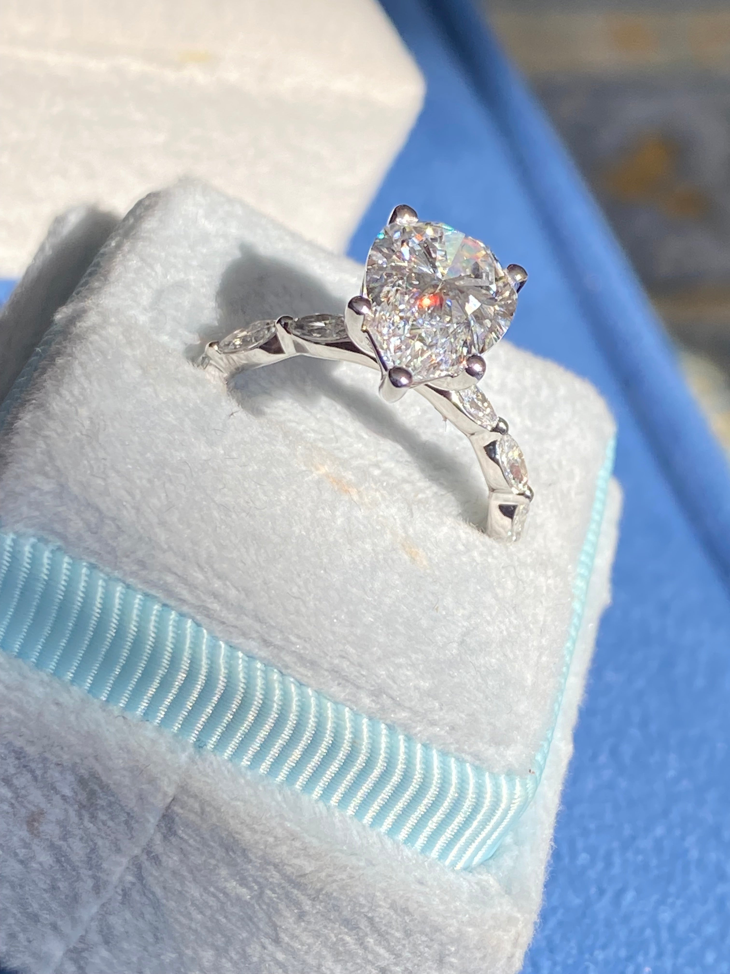 3.05 Carat Pear Cut D Colour Lab Diamond Solitaire Engagement Ring in Platinum