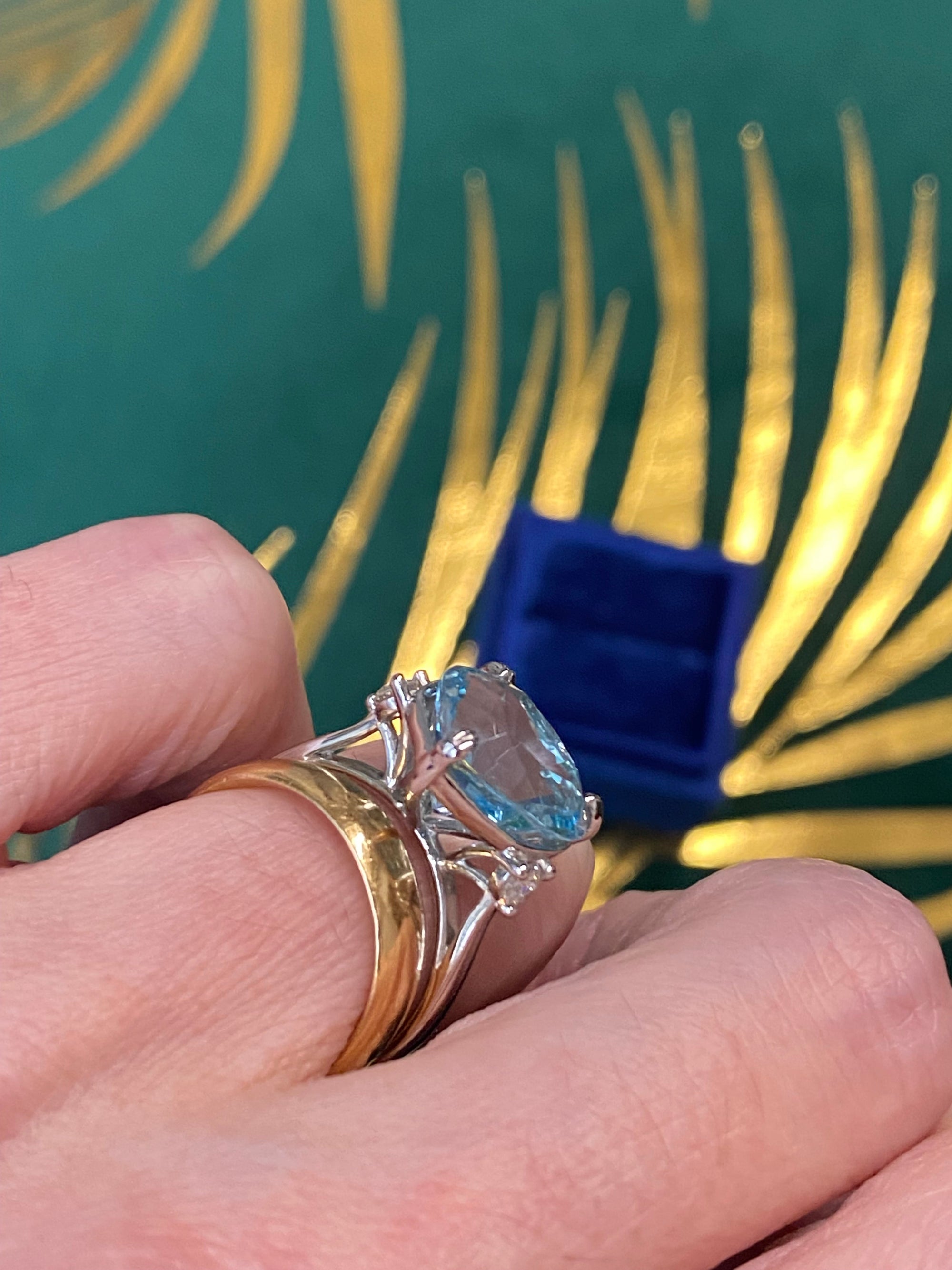 7.50 Carat Heart-Cut Aquamarine and Diamond Ring in Platinum