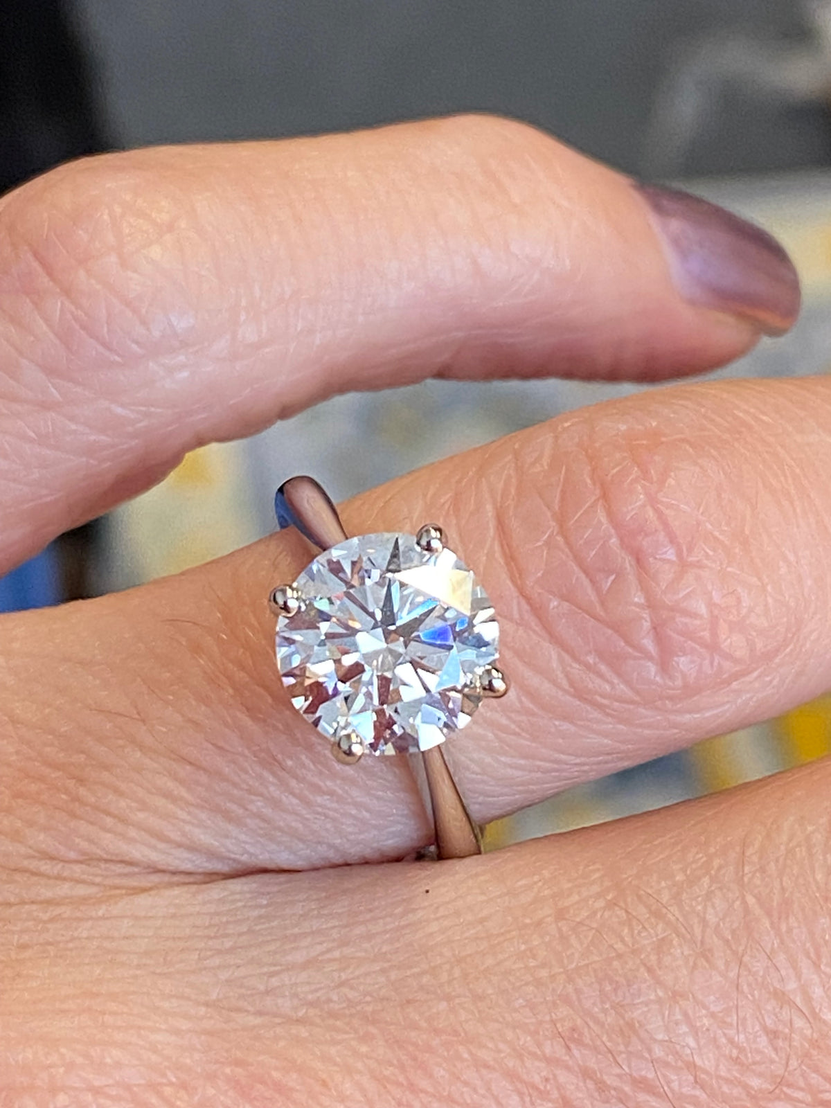 3.03 Carat Round Cut D Colour Lab Diamond Solitaire Engagement Ring in Platinum