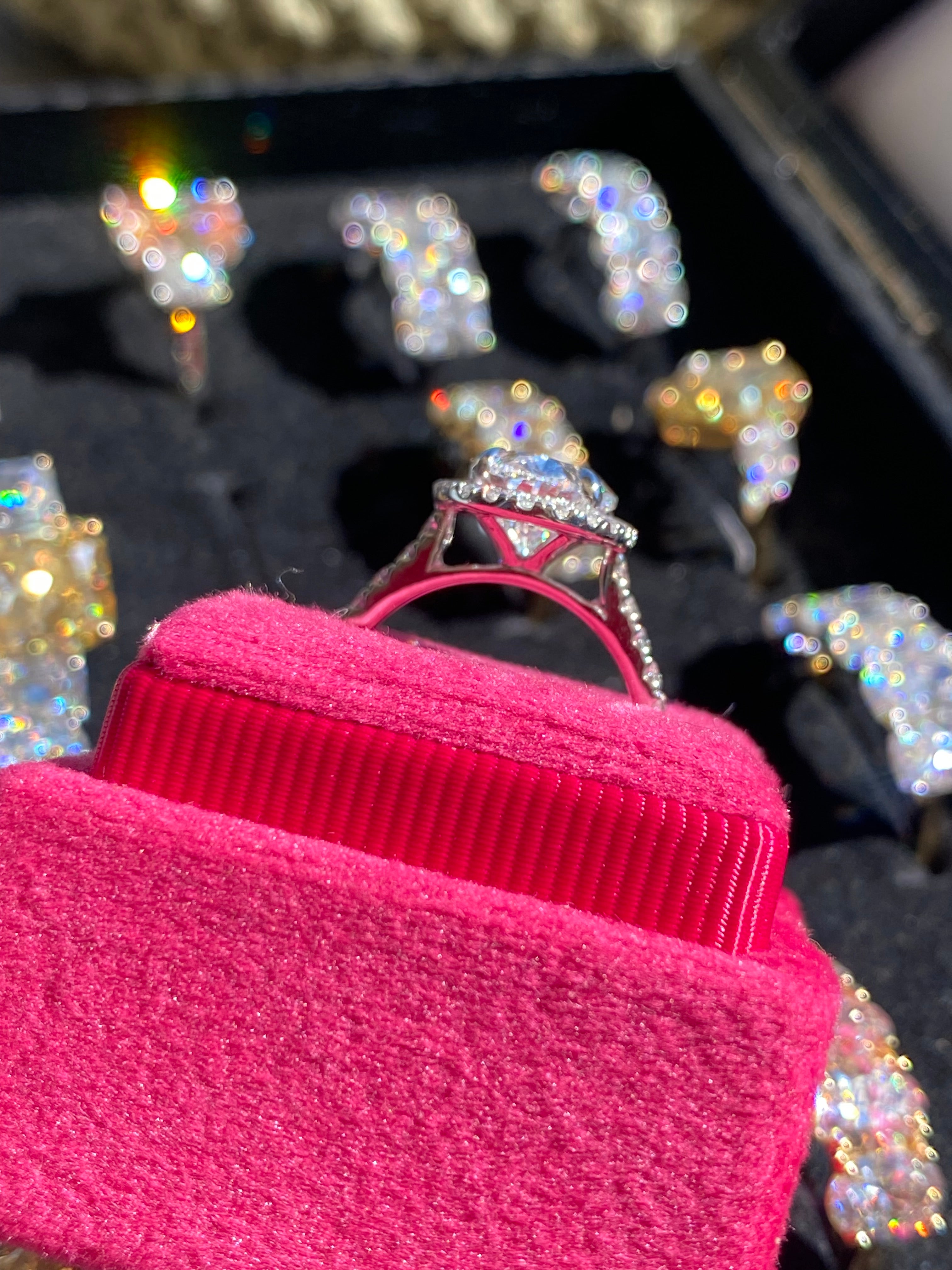 3.58 CTW Oval Cut Lab Diamond Halo Engagement Ring in Platinum