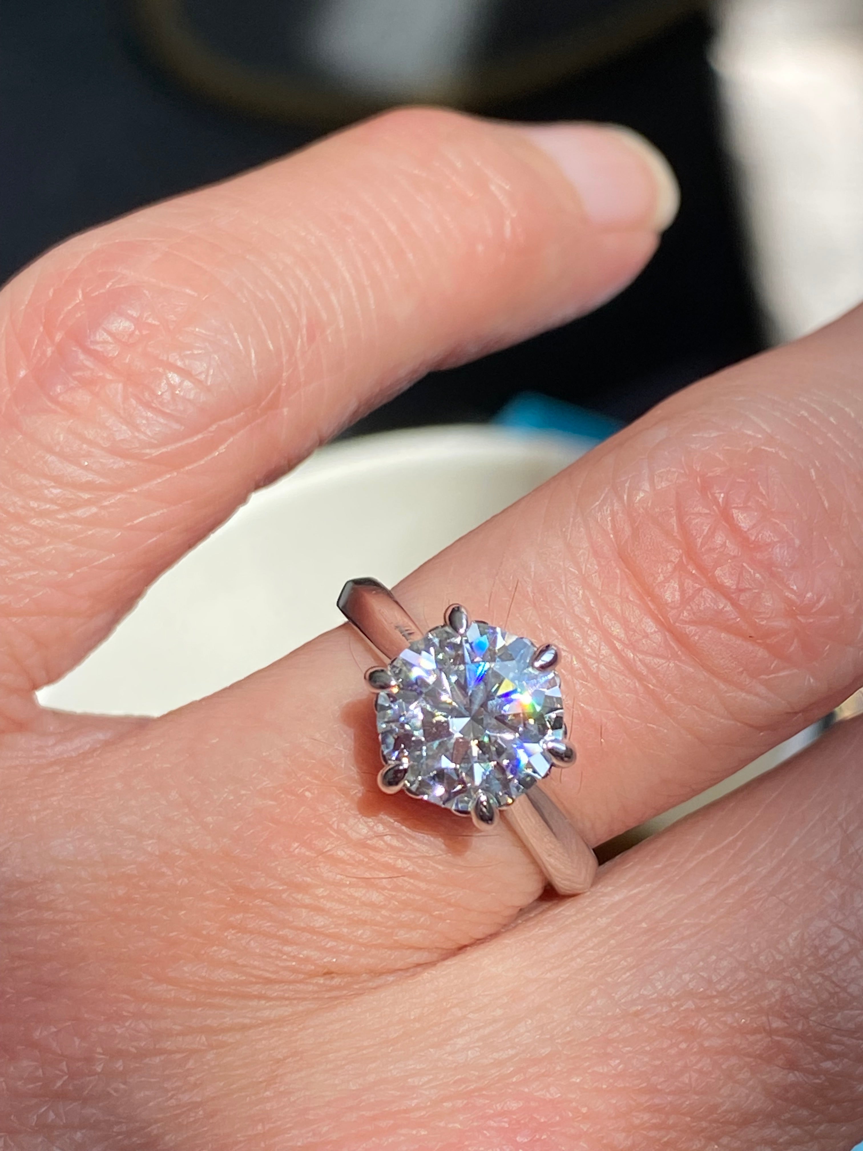 2.00 Carat Knife Edge Round Brilliant Moissanite Solitaire Ring