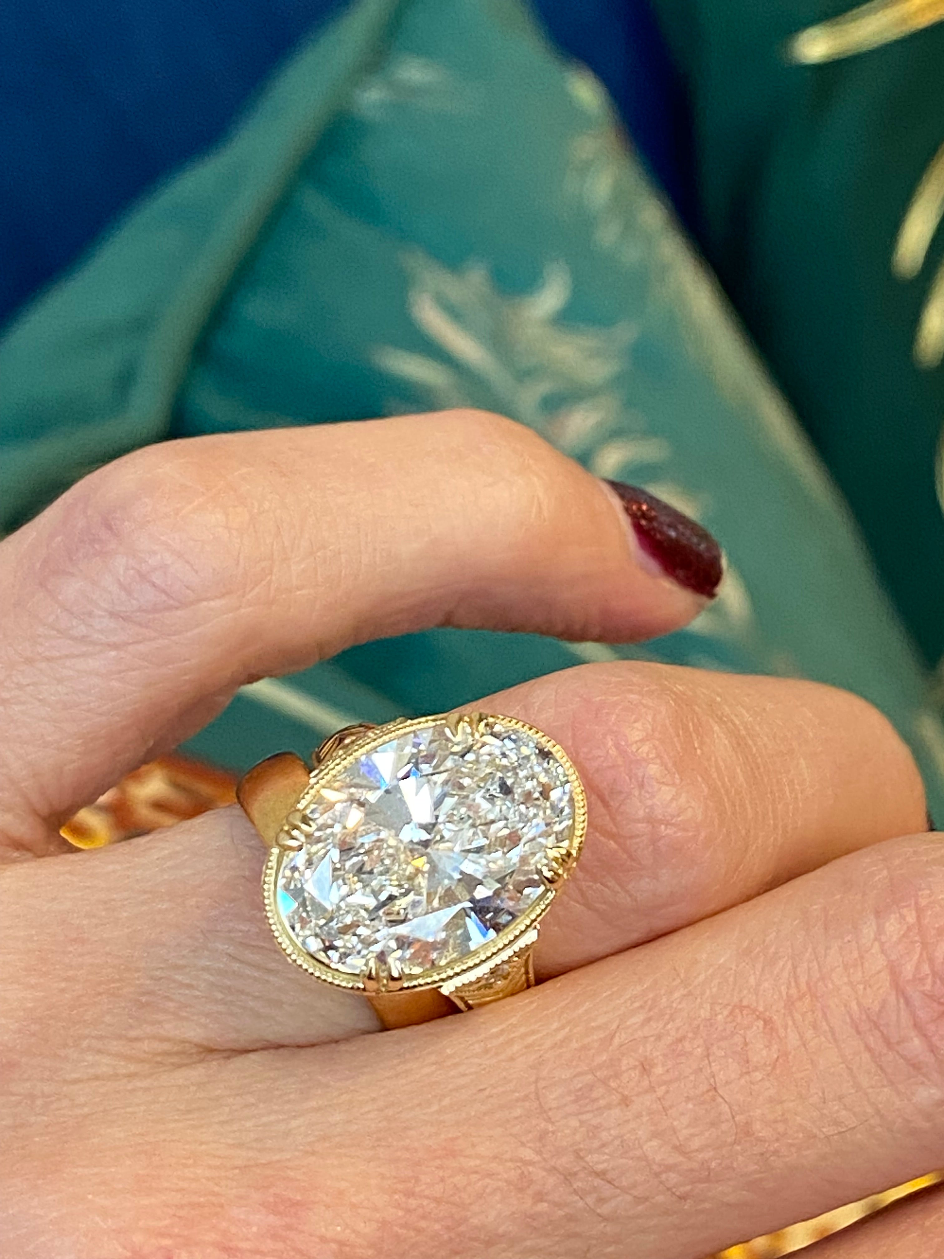 8.05 Carat Oval Cut Lab Diamond Solitaire Engagement Ring in 18ct Yellow Gold