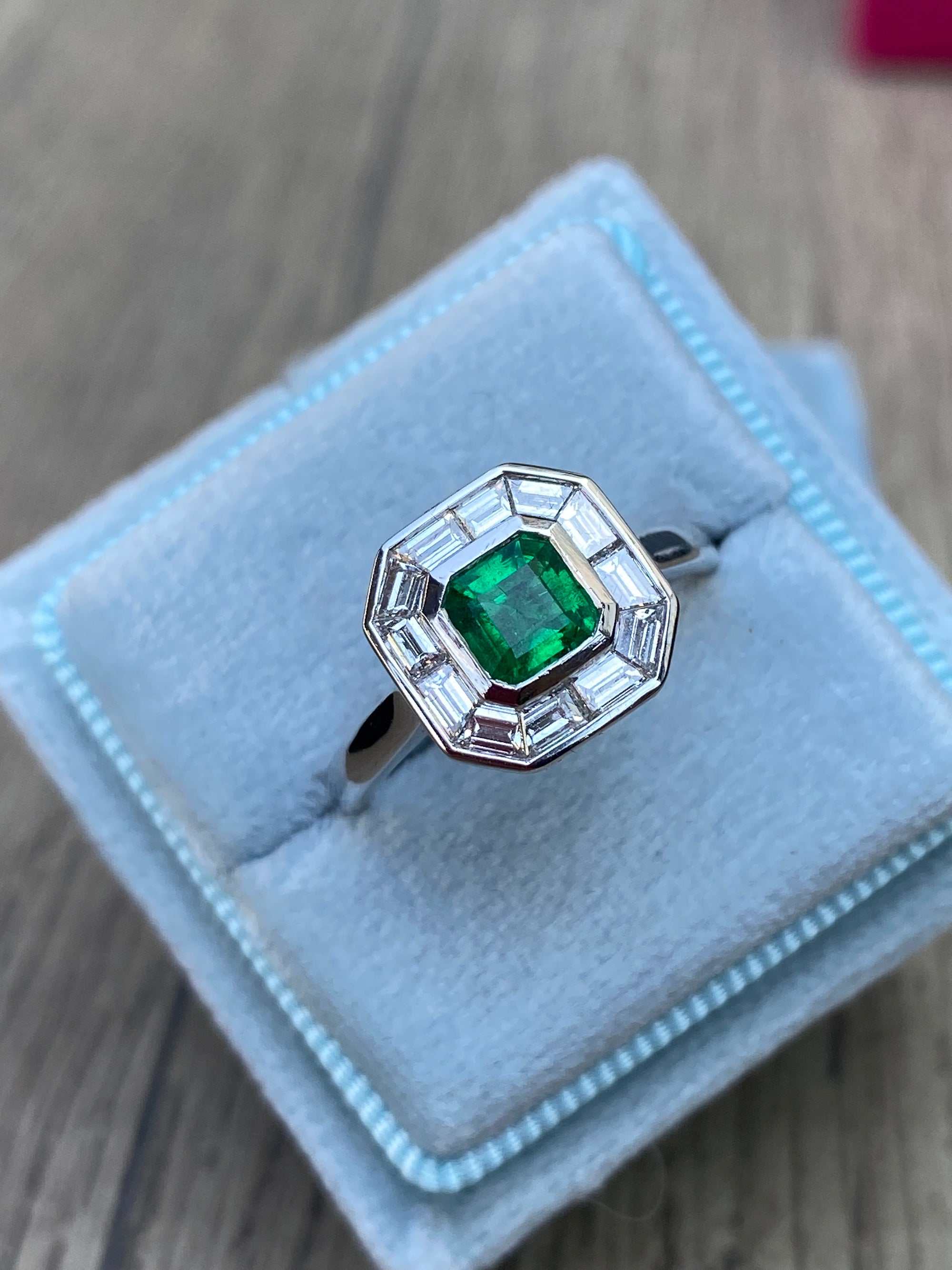 1.51 CTW Emerald and Natural Diamond Ring in Platinum