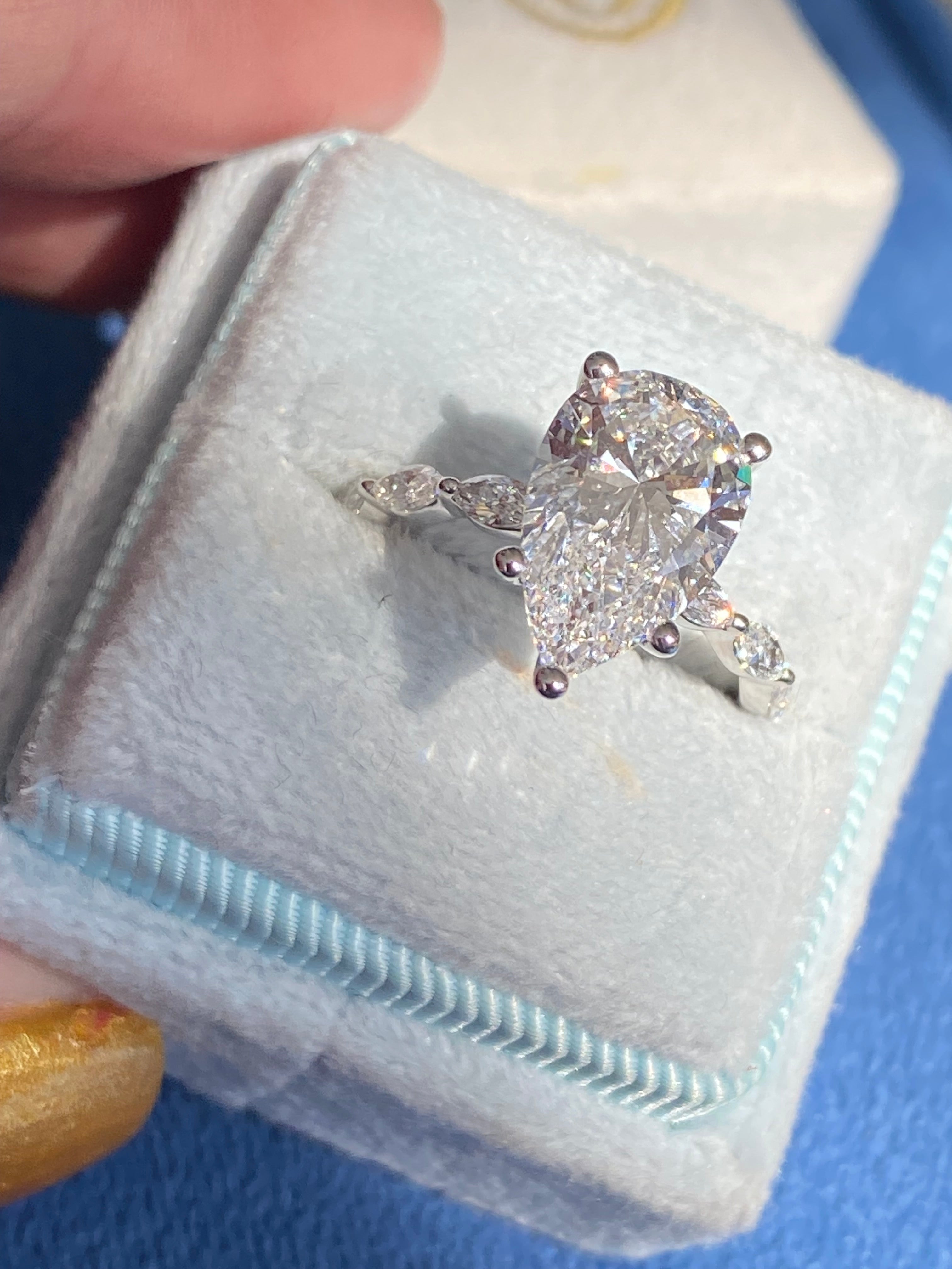 3.05 Carat Pear Cut D Colour Lab Diamond Solitaire Engagement Ring in Platinum