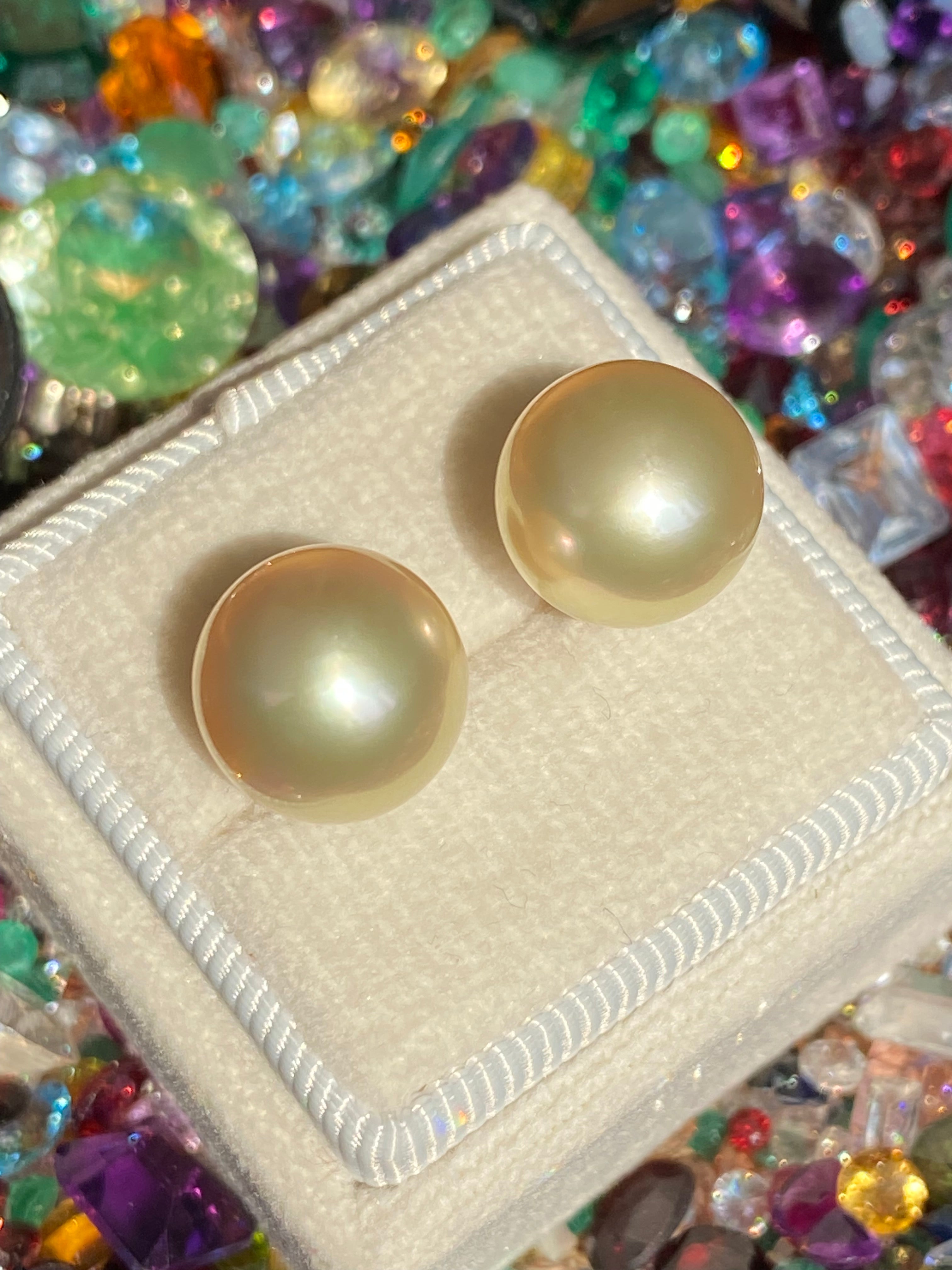 South Sea Pearl Stud Earrings in 18ct Yellow Gold