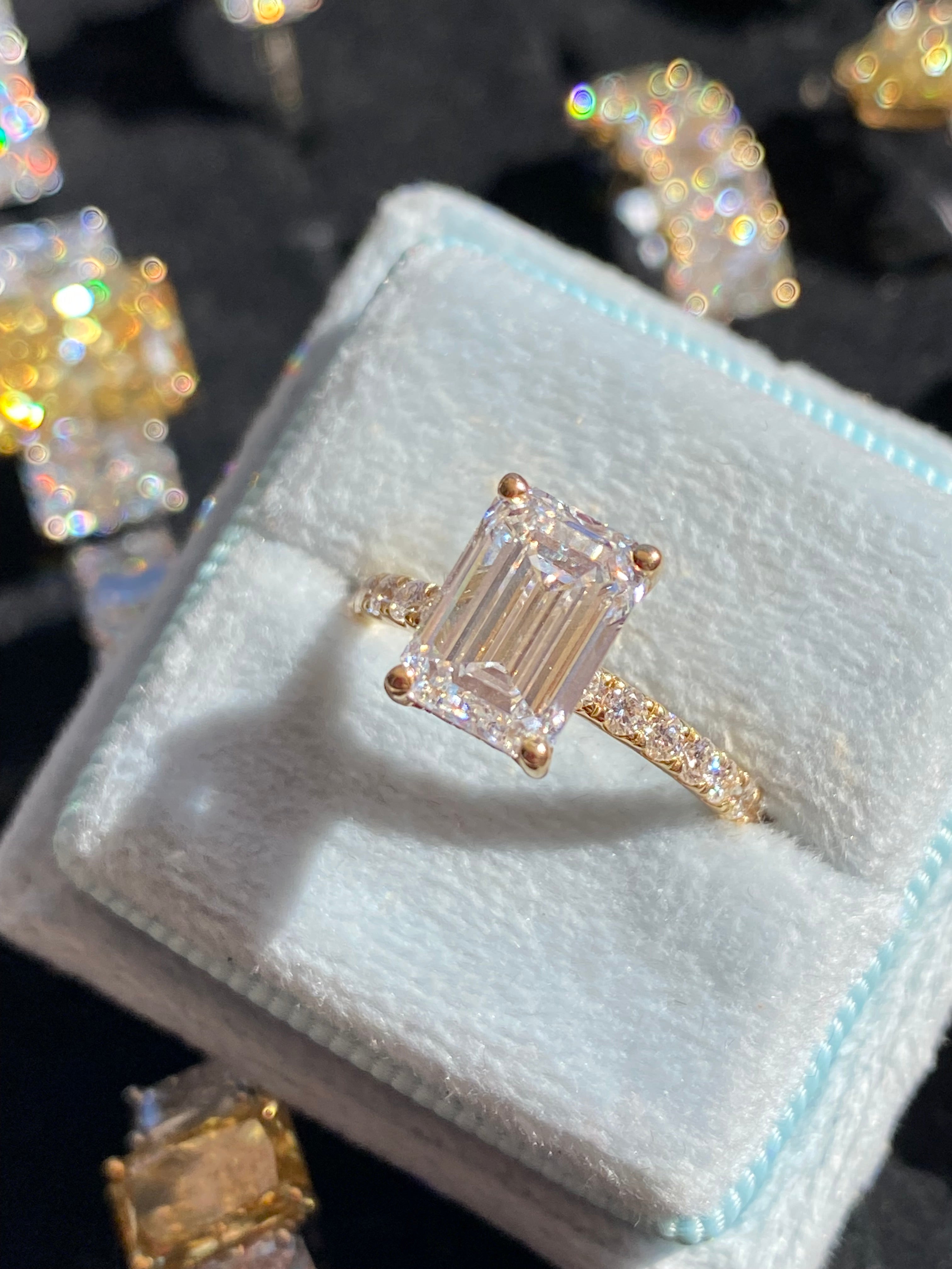 2.50 Carat Emerald Cut Lab Diamond Solitaire Engagement Ring in 18ct Yellow Gold