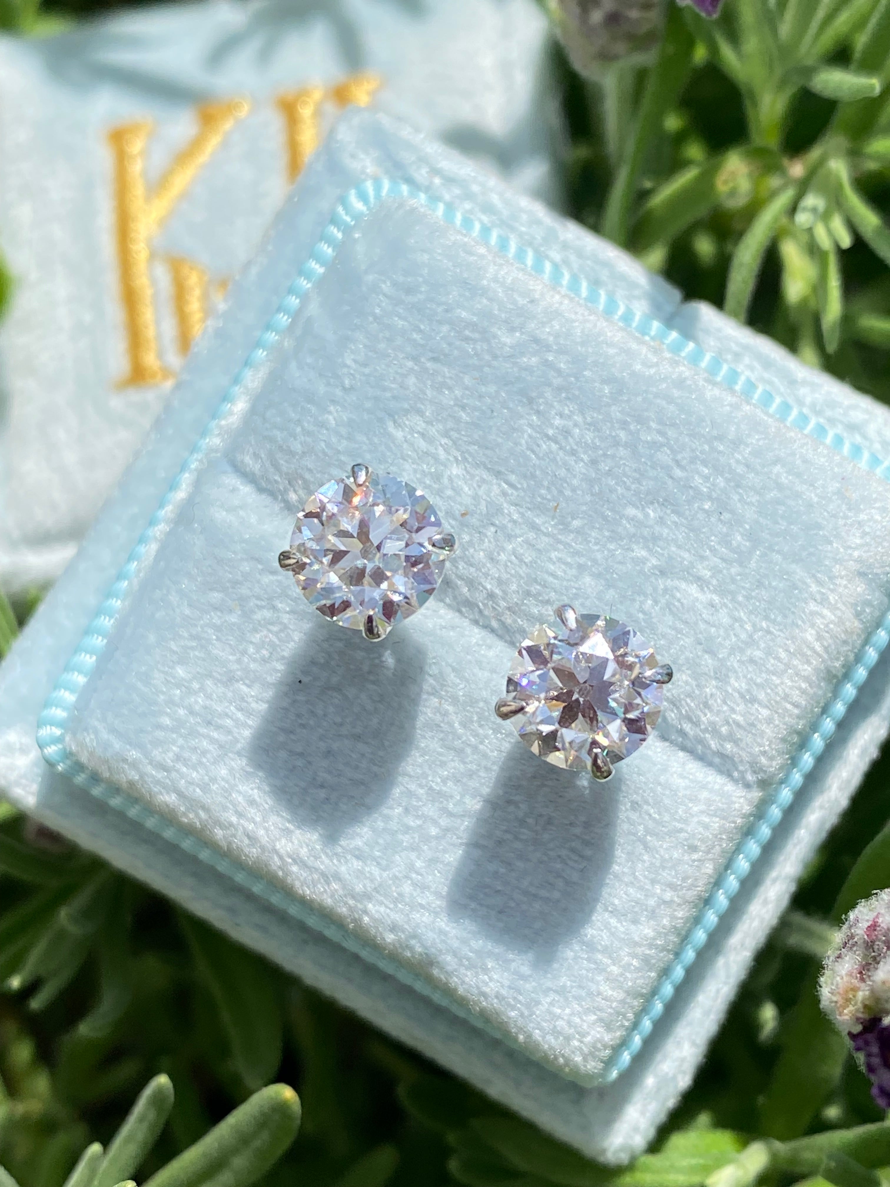 2.00 CTW Old Cut Moissanite Stud Earrings