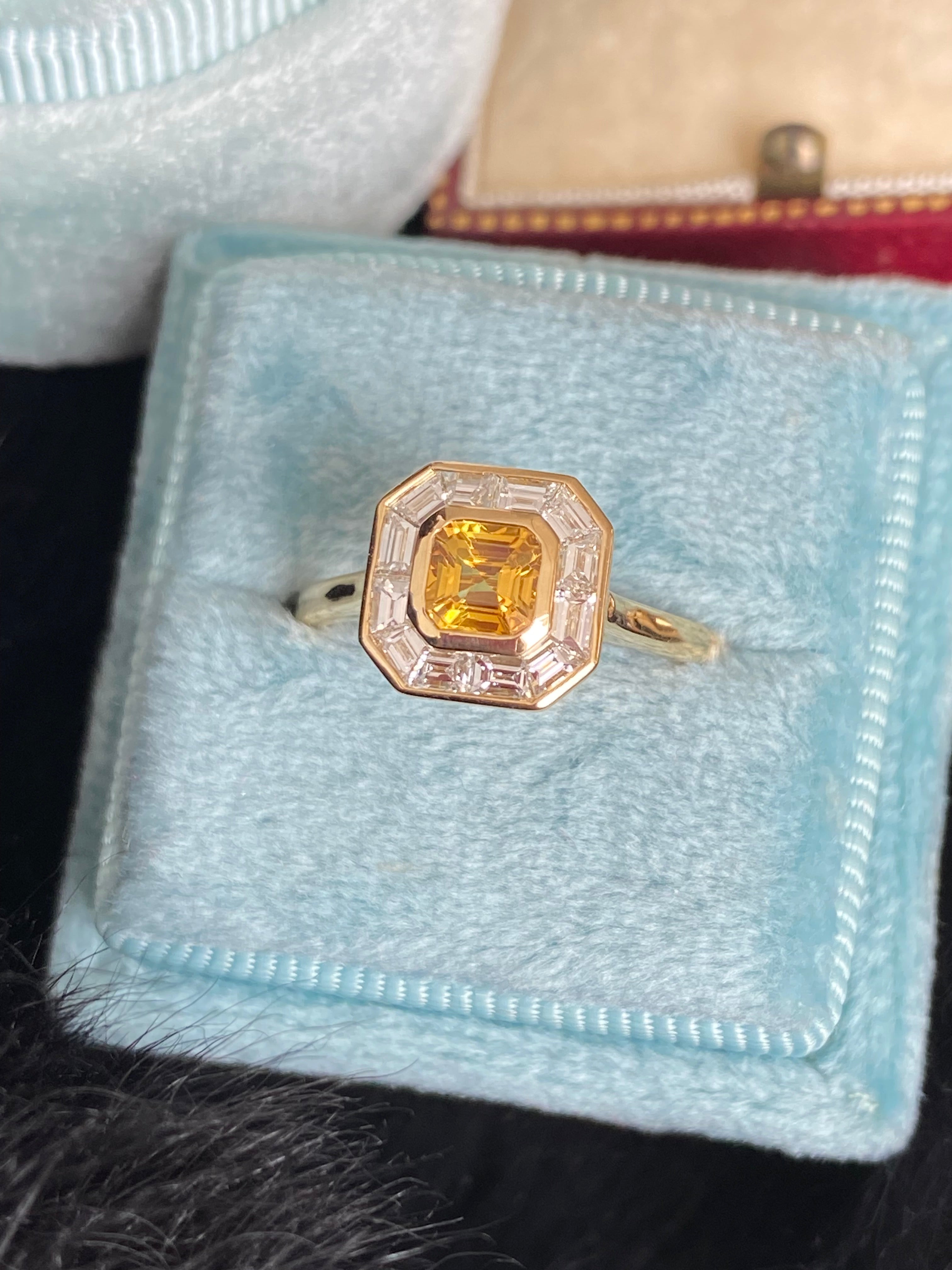 1.41 CTW Yellow Sapphire and Natural Diamond Ring in 18ct Yellow Gold
