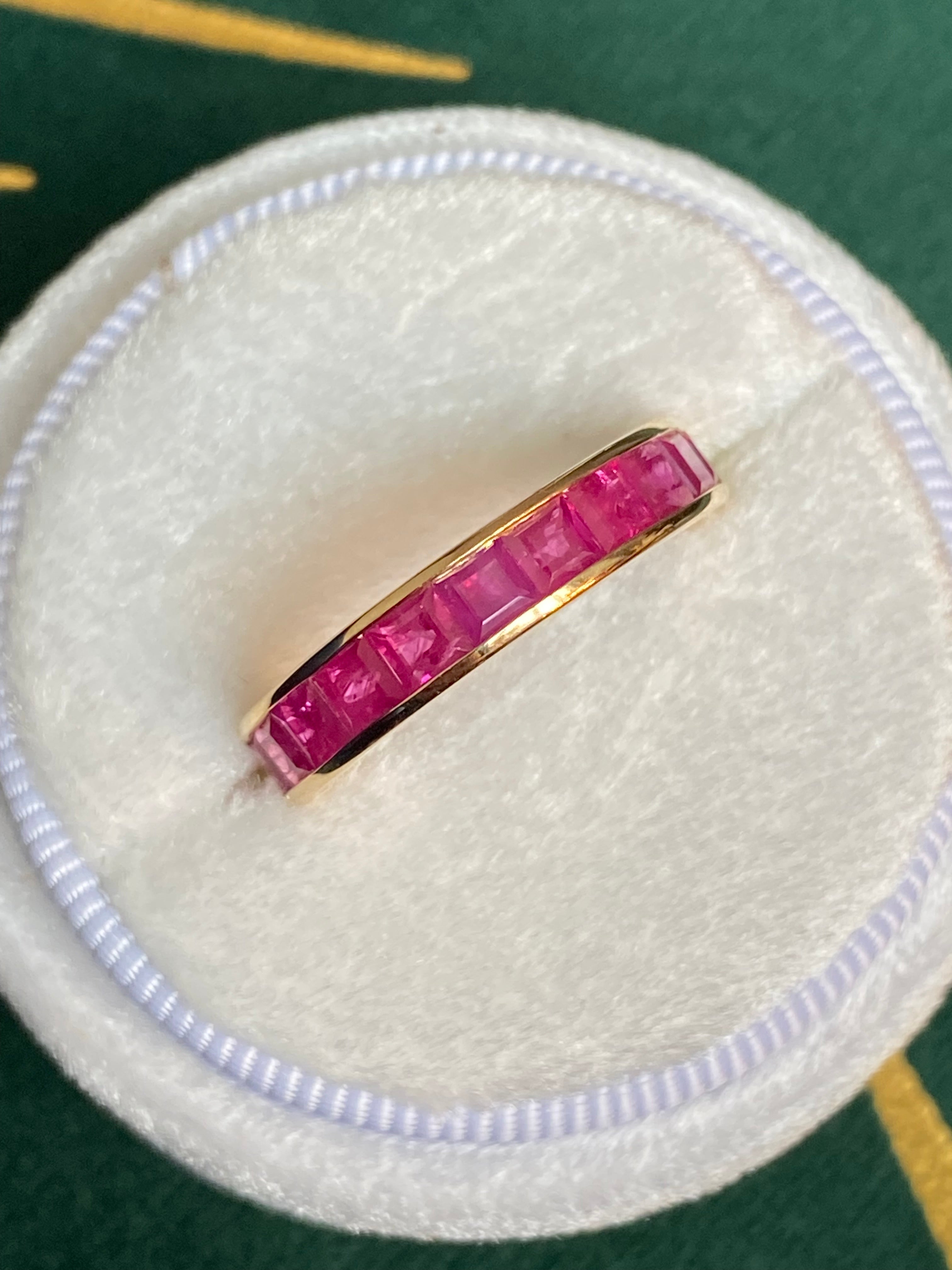 2.03ctw Princess Cut Channel Set Ruby in 9ct Yellow Gold