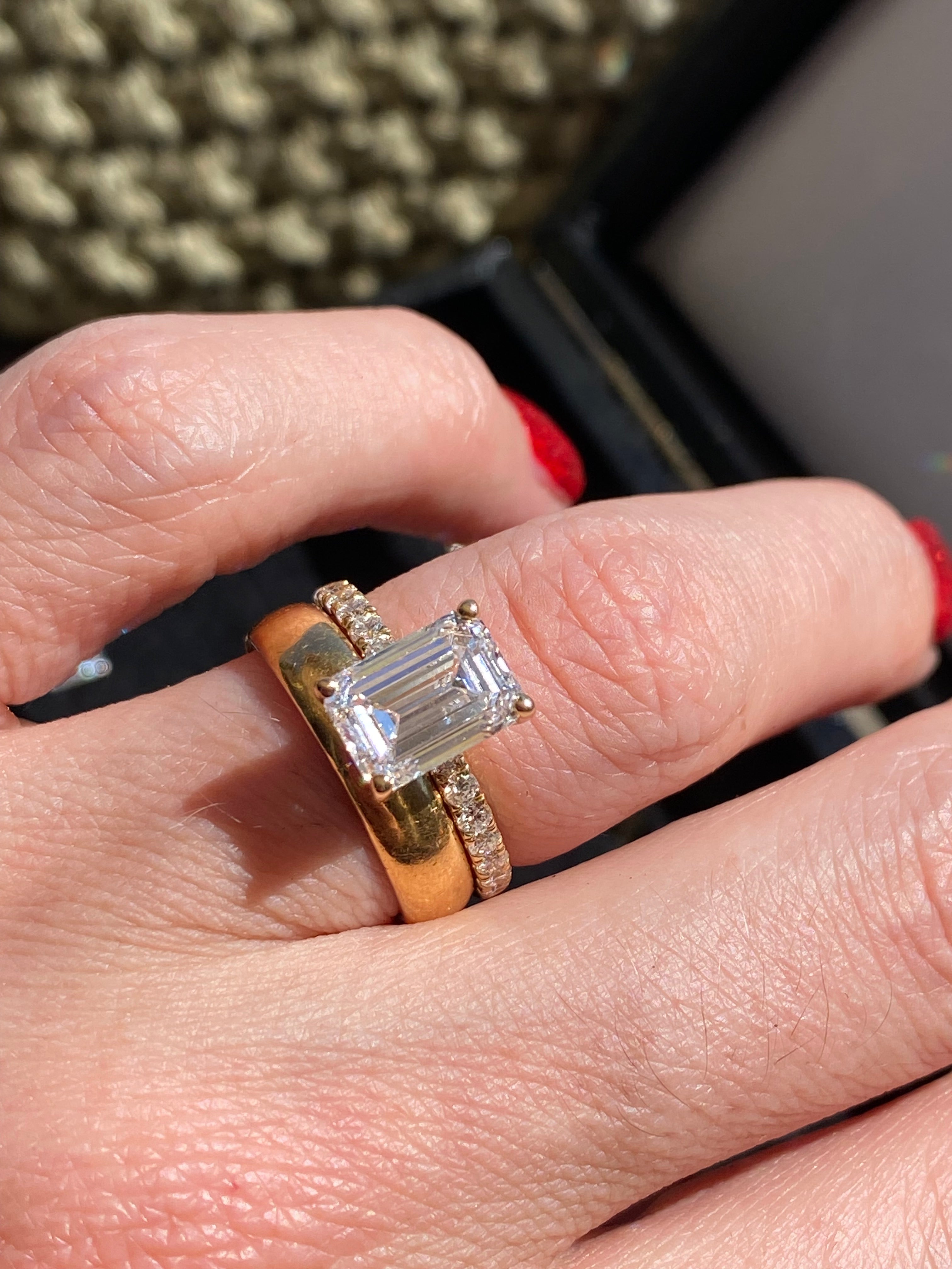 2.50 Carat Emerald Cut Lab Diamond Solitaire Engagement Ring in 18ct Yellow Gold