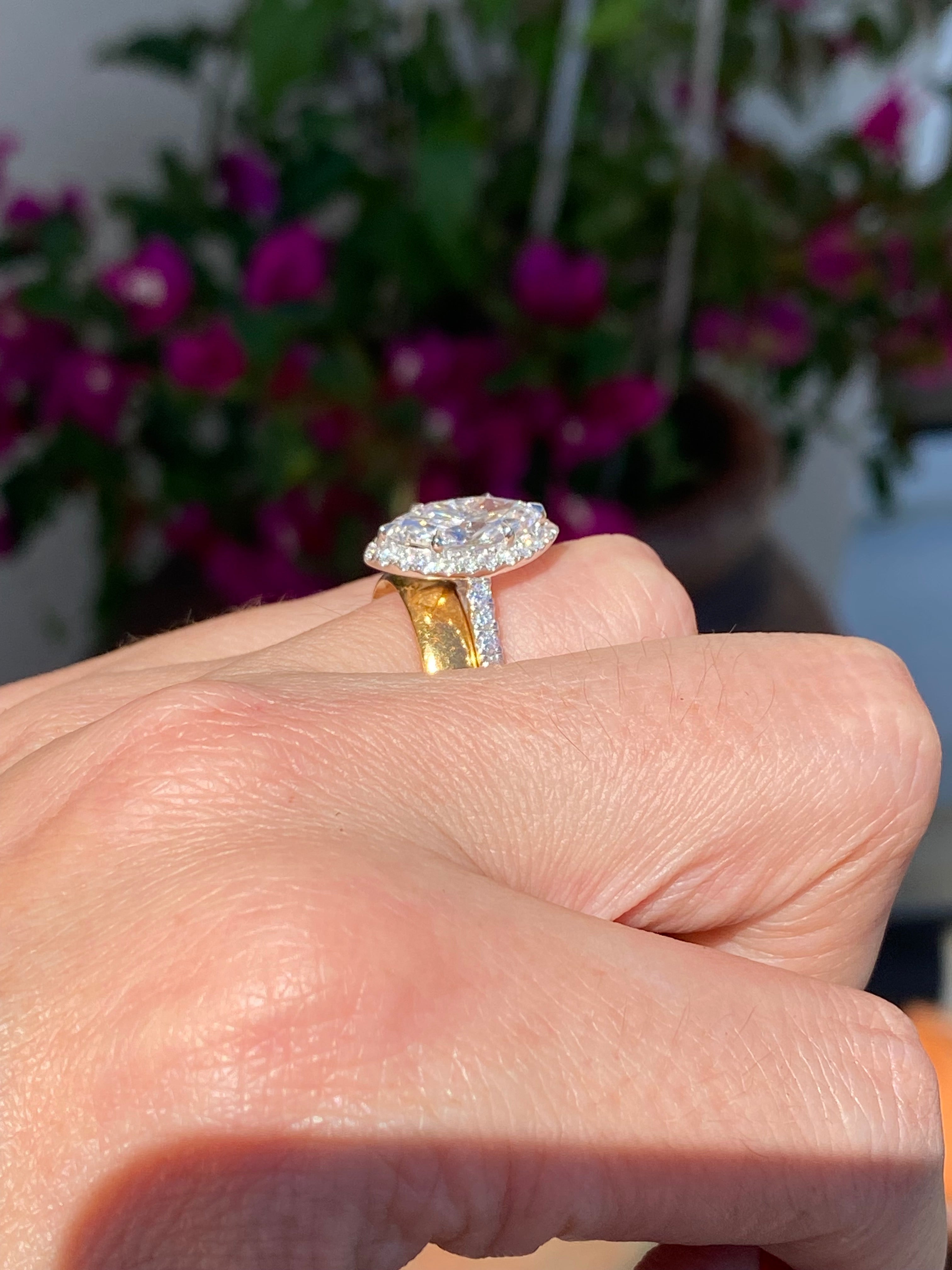2.58 CTW Marquise Cut Lab Diamond Halo Engagement Ring in Platinum