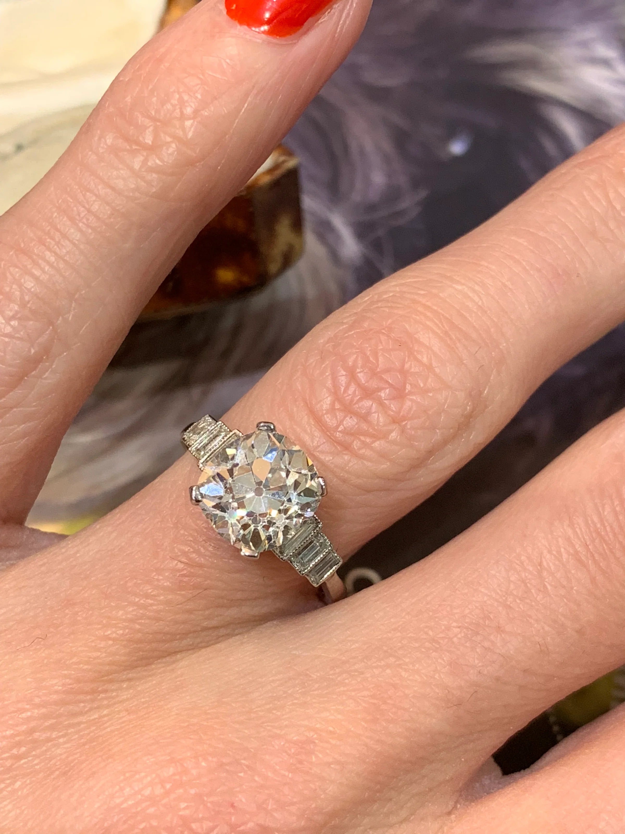 Heritage 3.00CT + Old Mine Cut Lab Grown Diamond Engagement Ring, at Least F Colour / VS Clarity