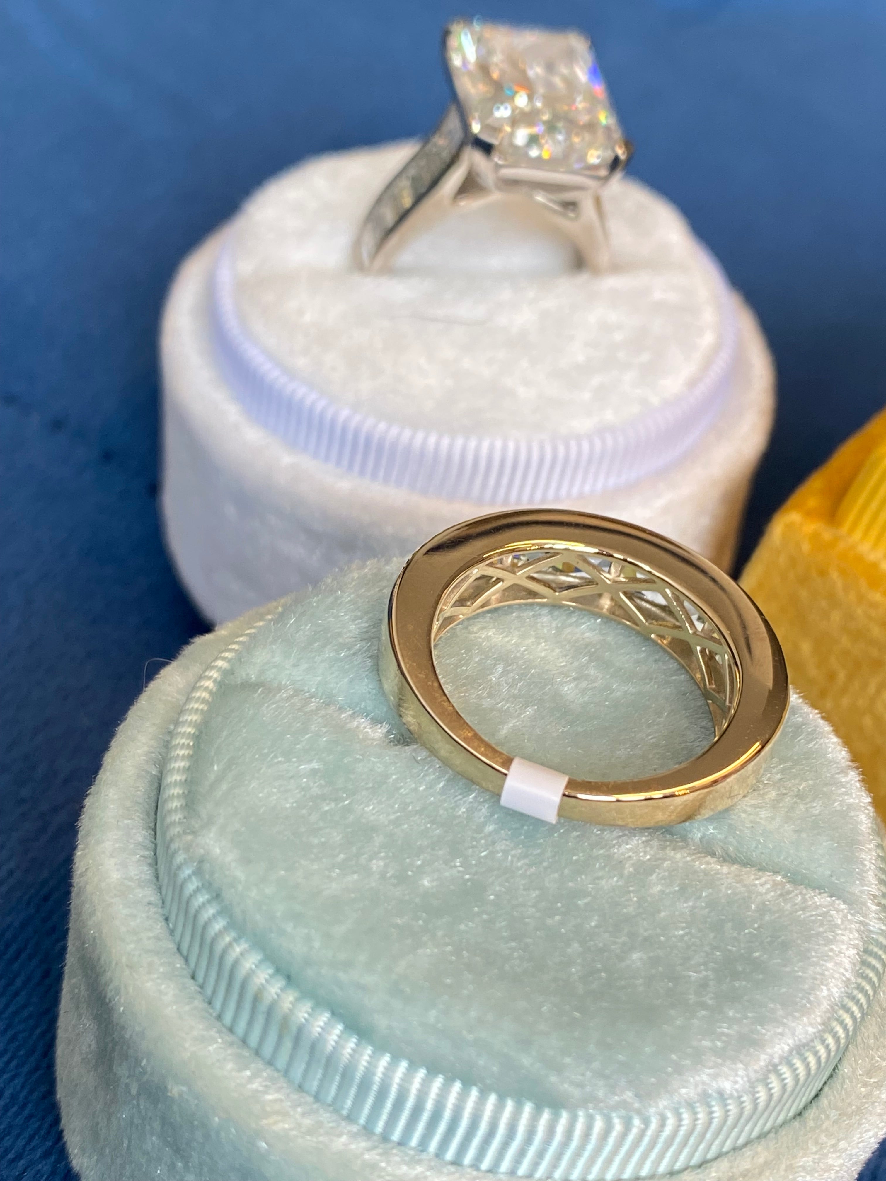 2.50 CTW Princess Cut Aquamarine Eternity Ring in 9ct Yellow Gold