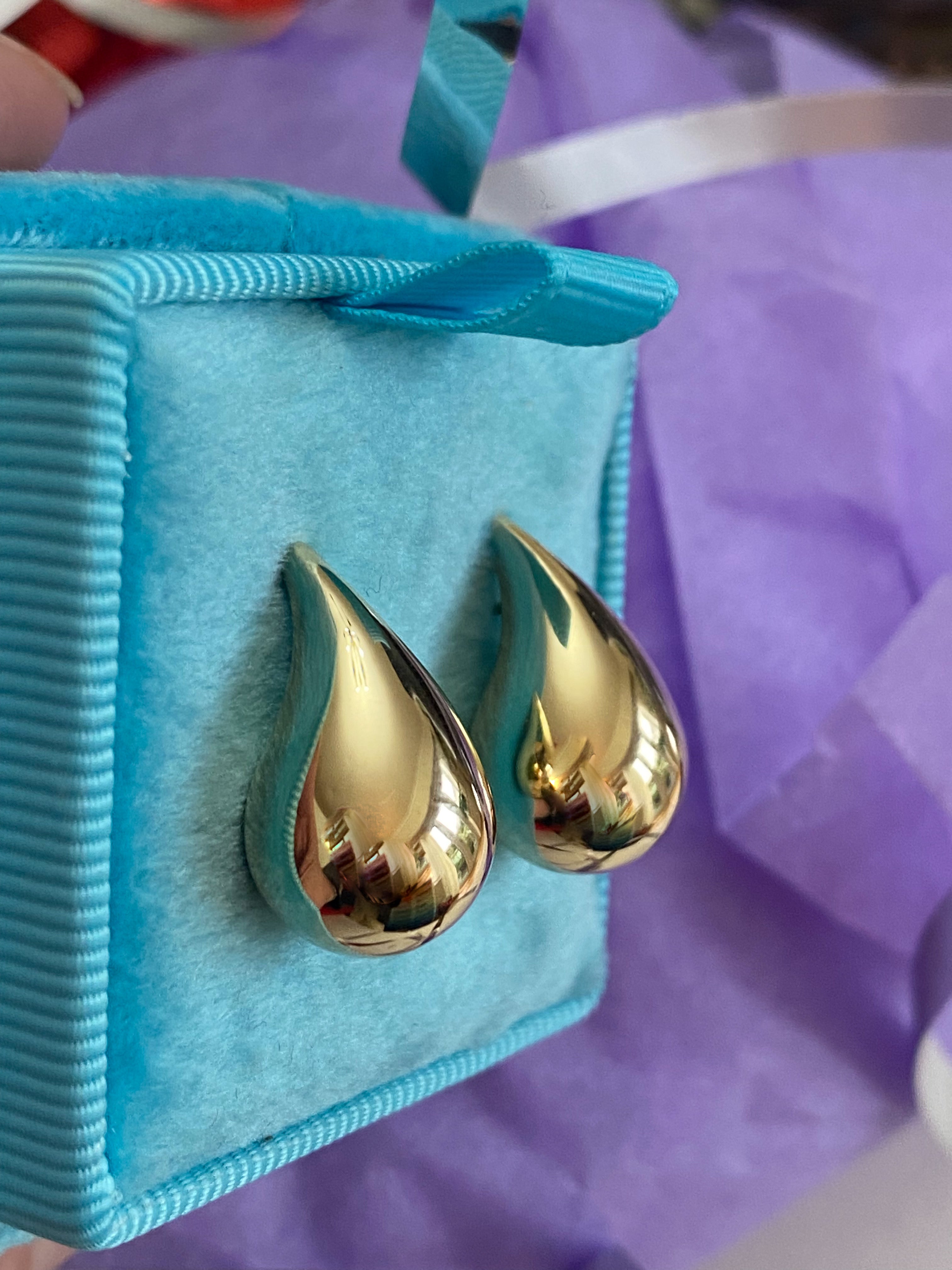 Statement Large Teardop Earrings in 9ct Yellow Gold