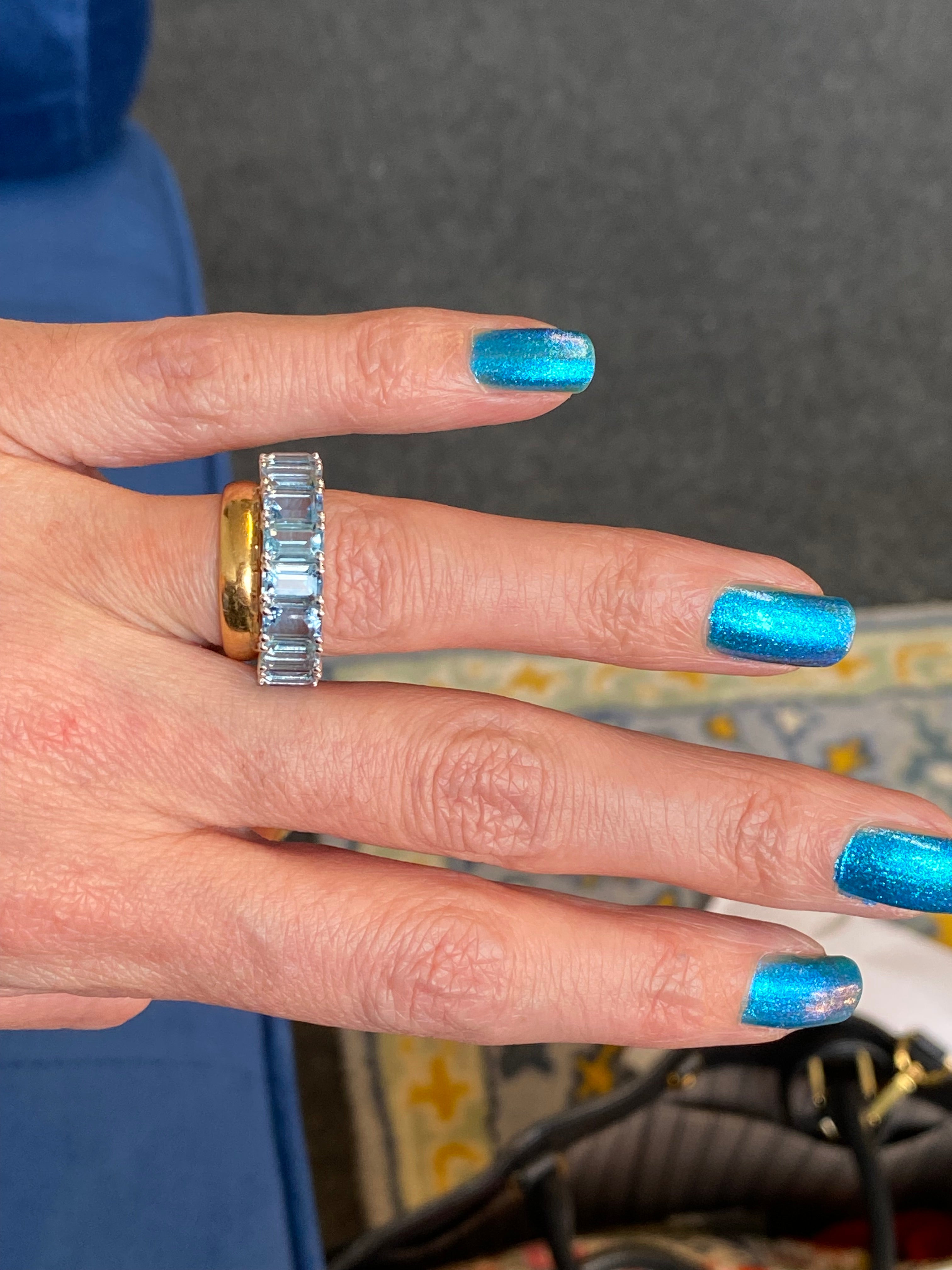 4.34 CTW Aquamarine Eternity Ring in 9ct White Gold