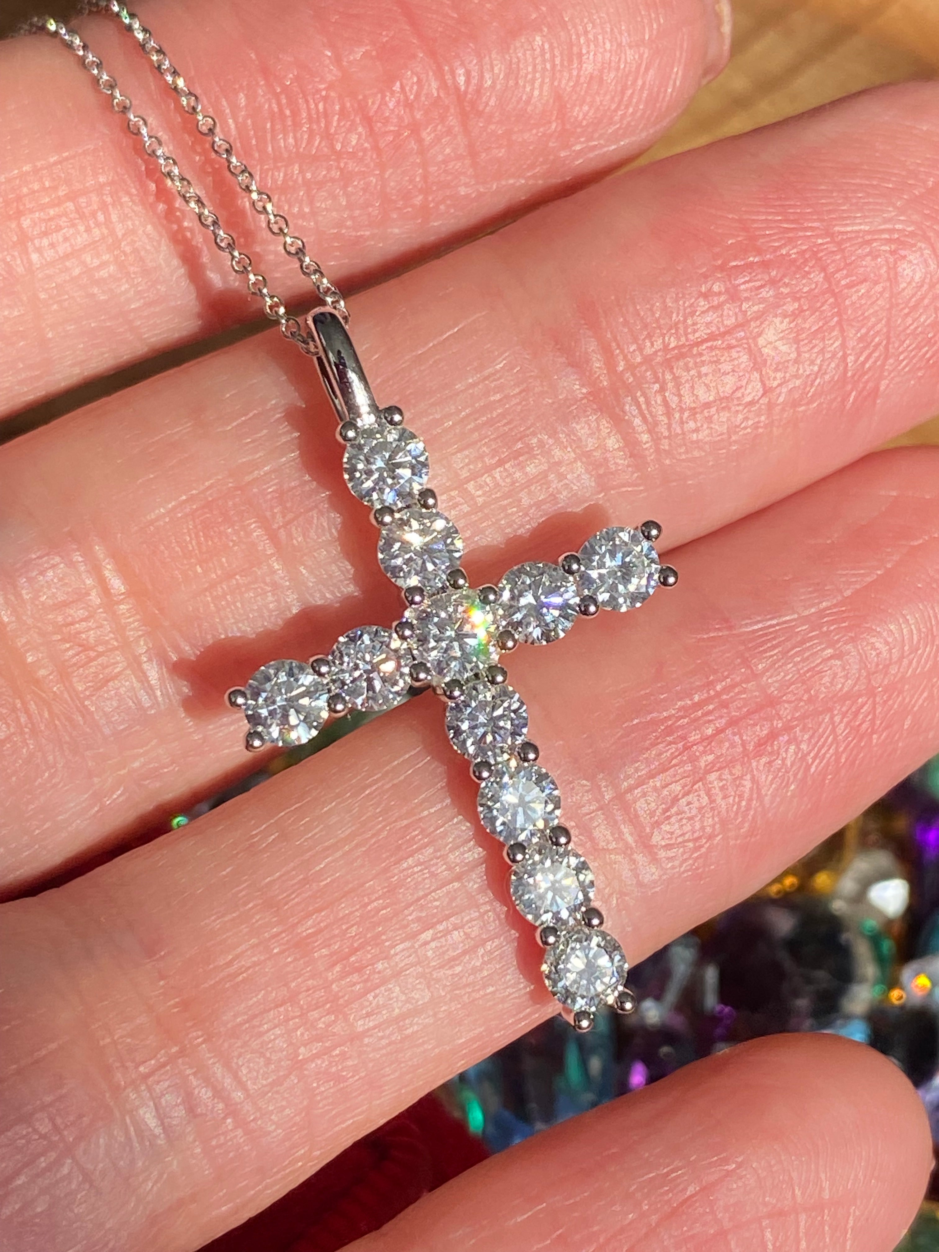 2.00 CTW Natural Diamond Cross in 18ct White Gold