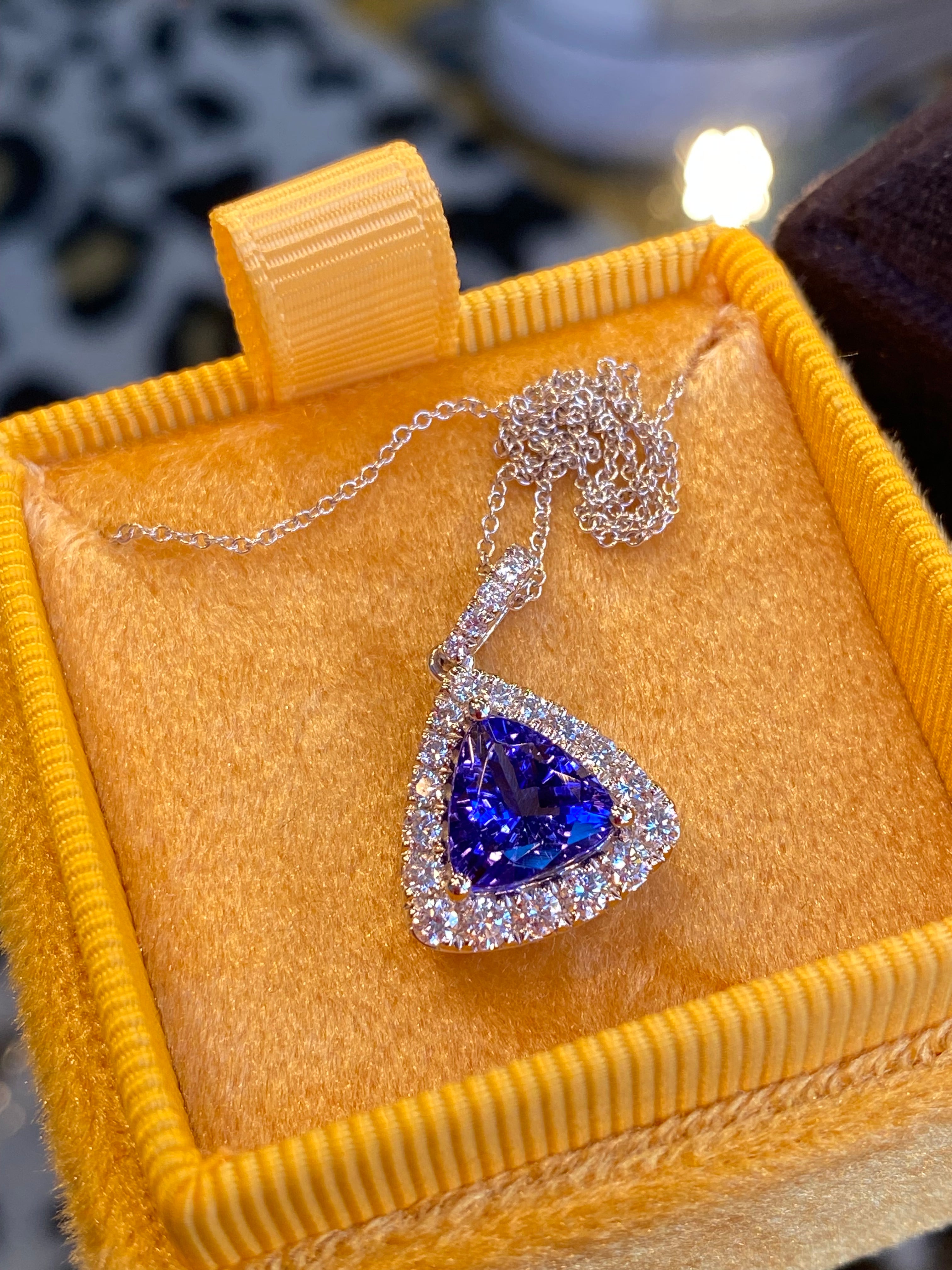2.66 CTW Tanzanite and Diamond Pendant Necklace in Platinum