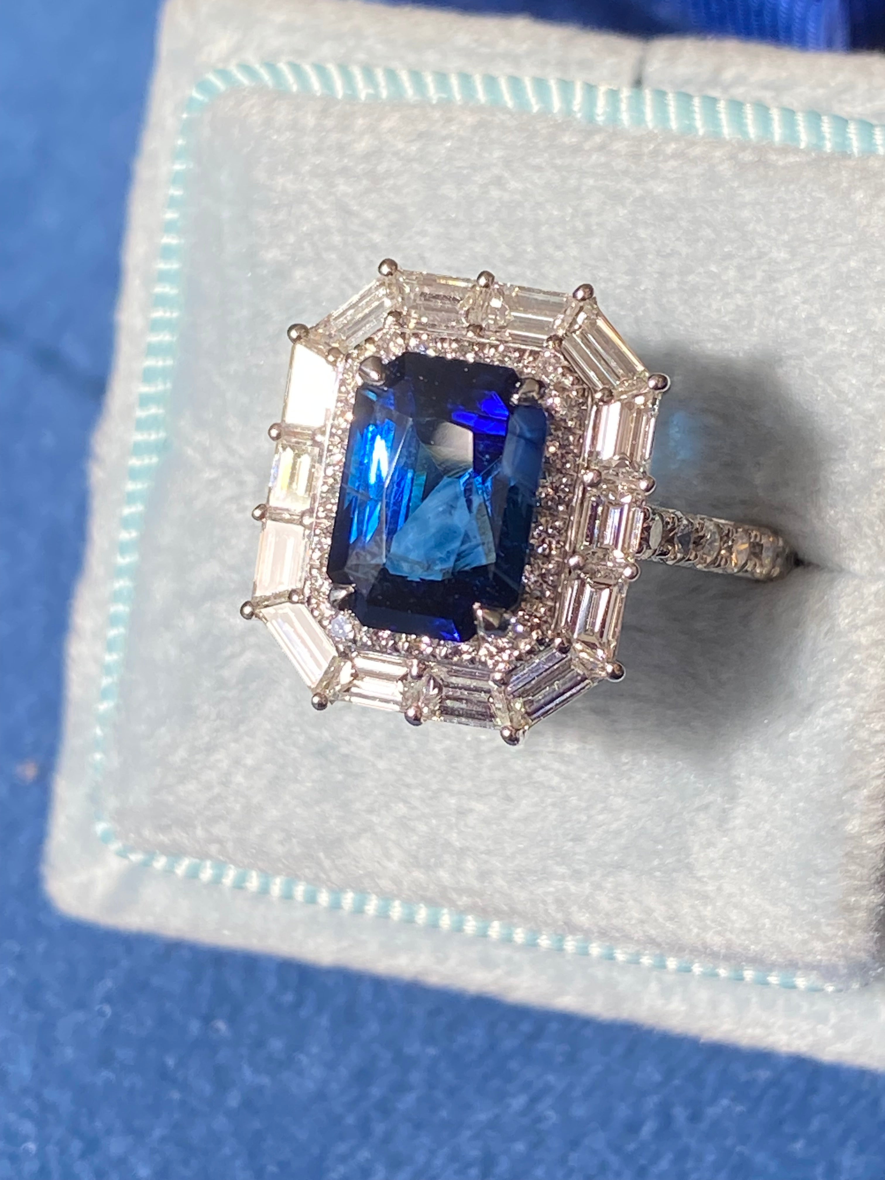 4.58 CTW Ceylon Sapphire and Natural Diamond Ring in Platinum