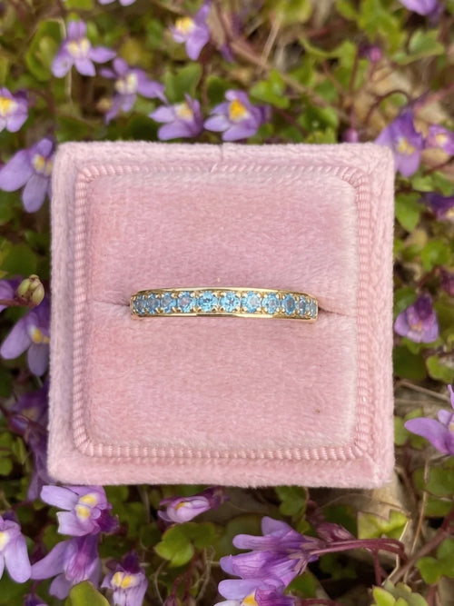 0.50ctw Blue Topaz Eternity Stacking Ring in Sterling Silver / 9ct Yellow Gold
