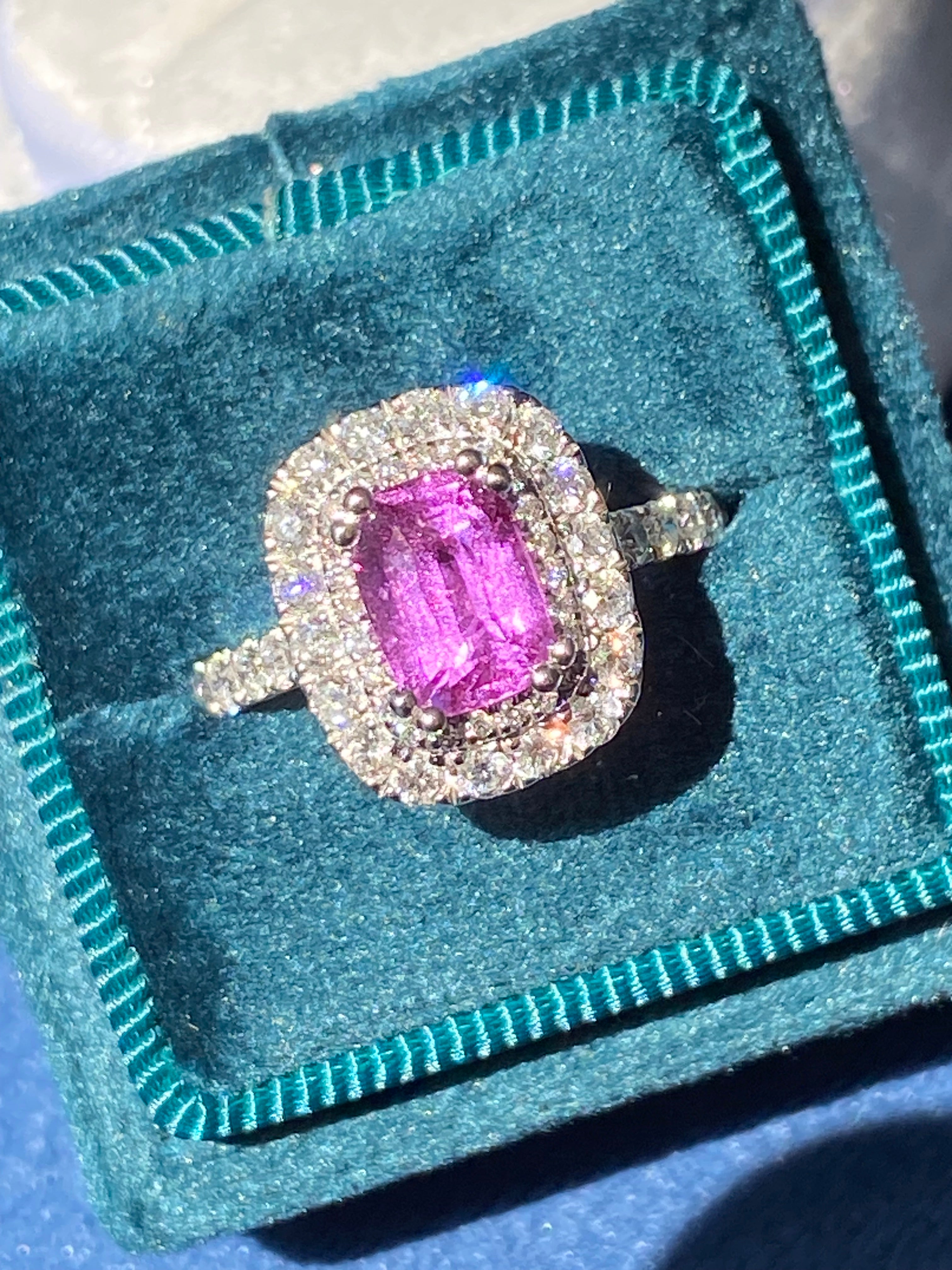 1.95 Carat Purple Sapphire and 0.97ctw Natural Diamond Halo Ring in Platinum