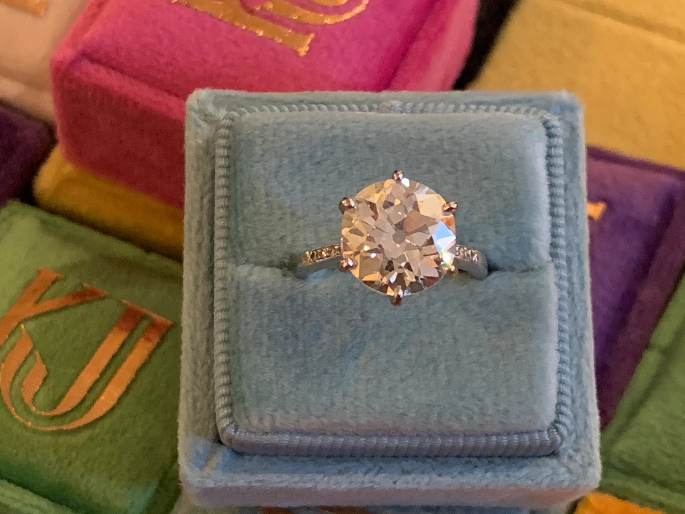 Heritage 4.00 CTW + Old Cut Lab Grown Diamond Solitaire Engagement Ring, at Least F Colour / VS Clarity