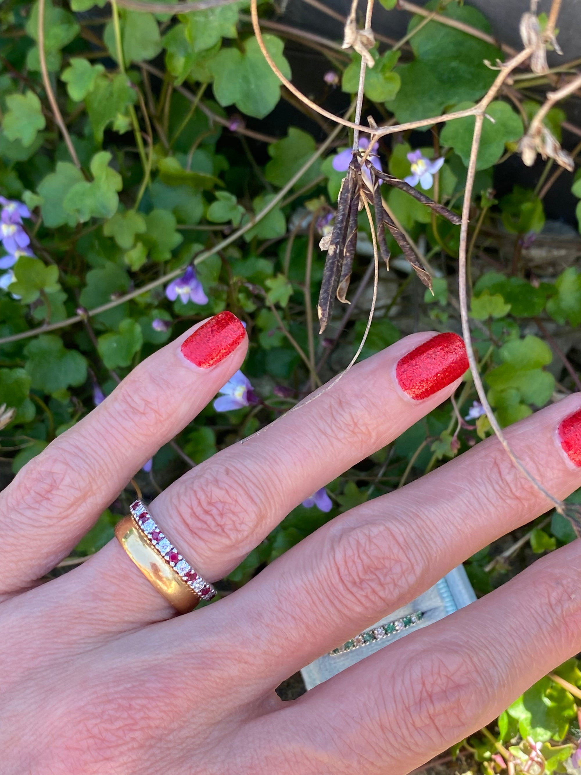 0.47ctw Natural Ruby and Moissanite Eternity Stacking Ring
